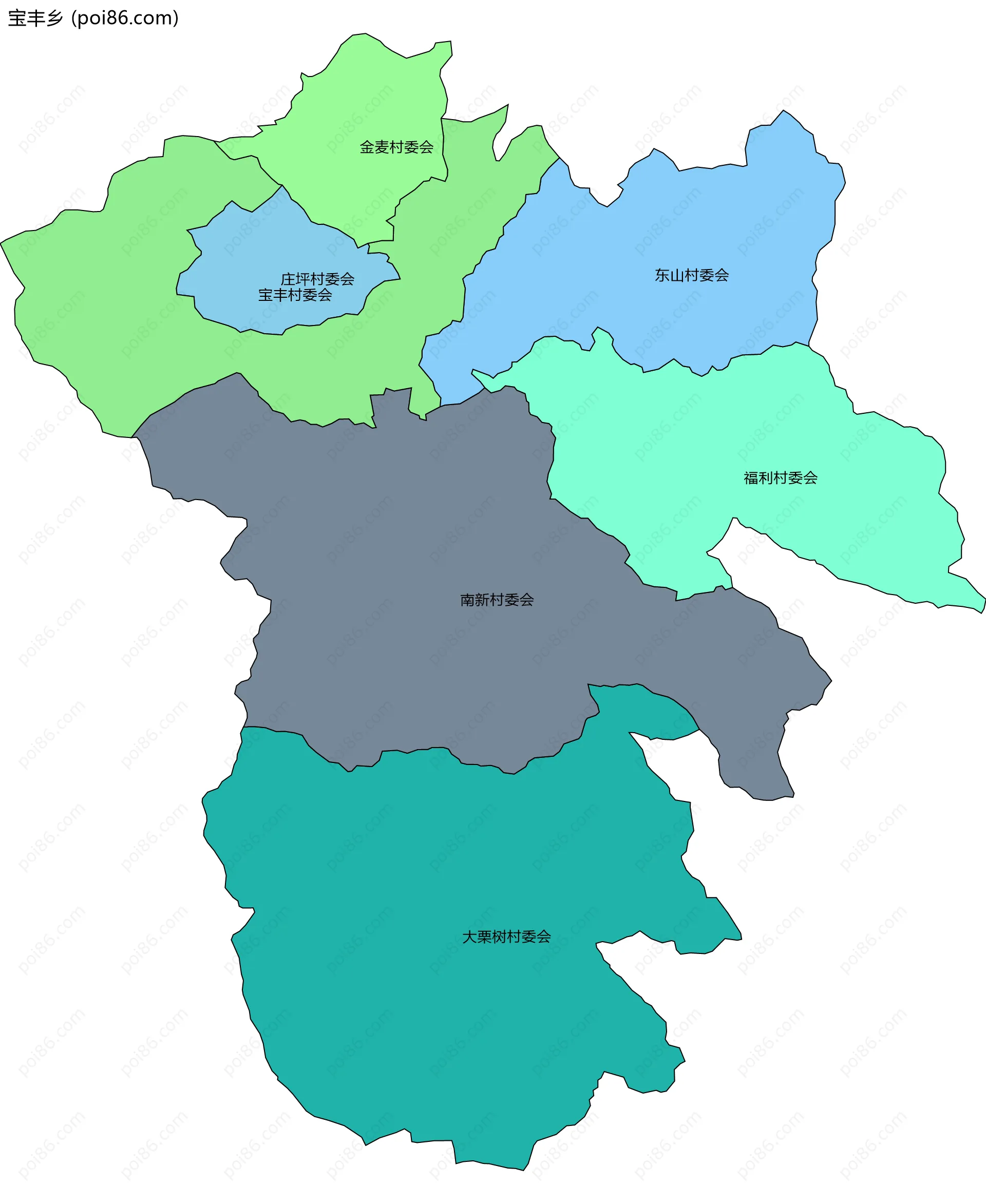 宝丰乡边界地图(五级行政区划)
