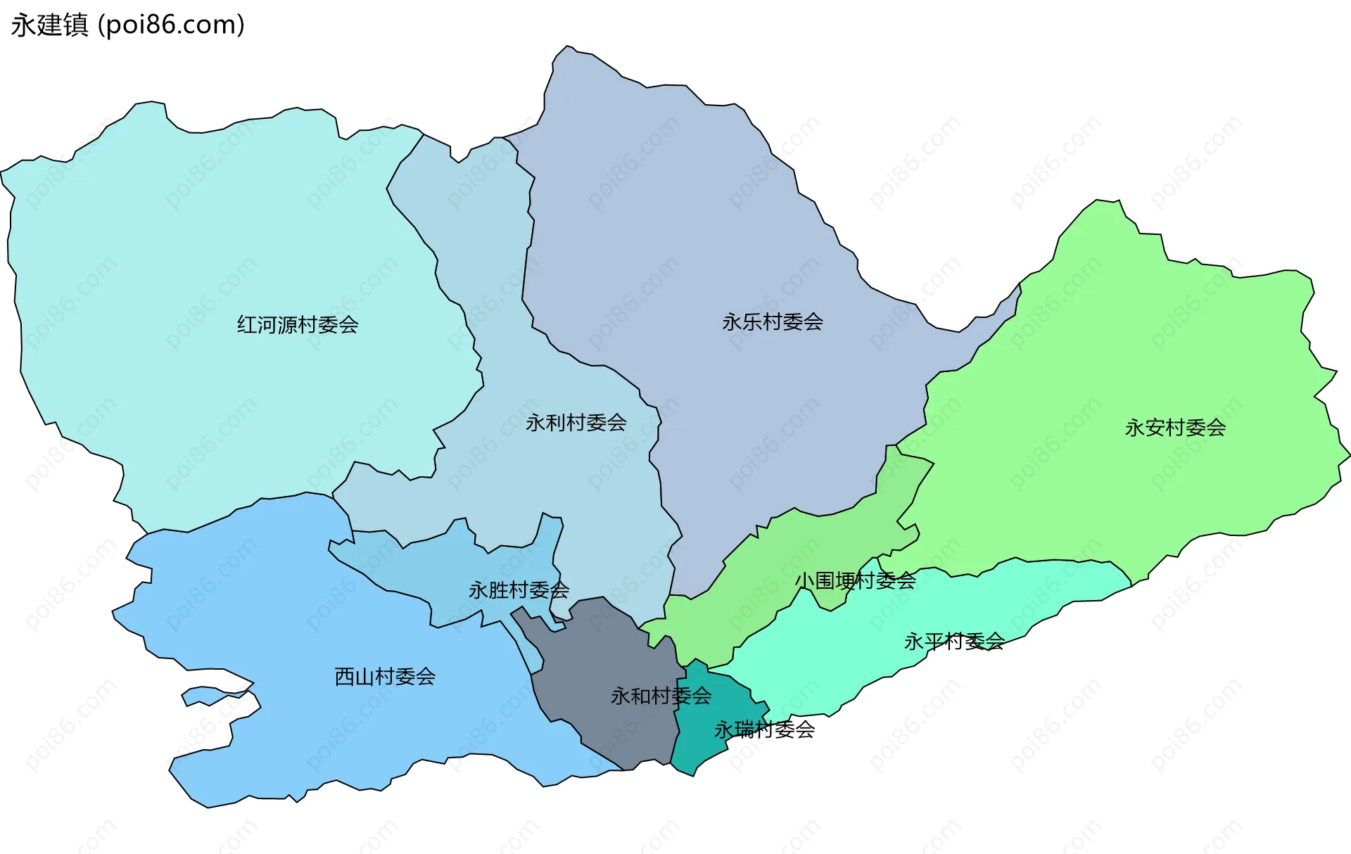永建镇边界地图(五级行政区划)