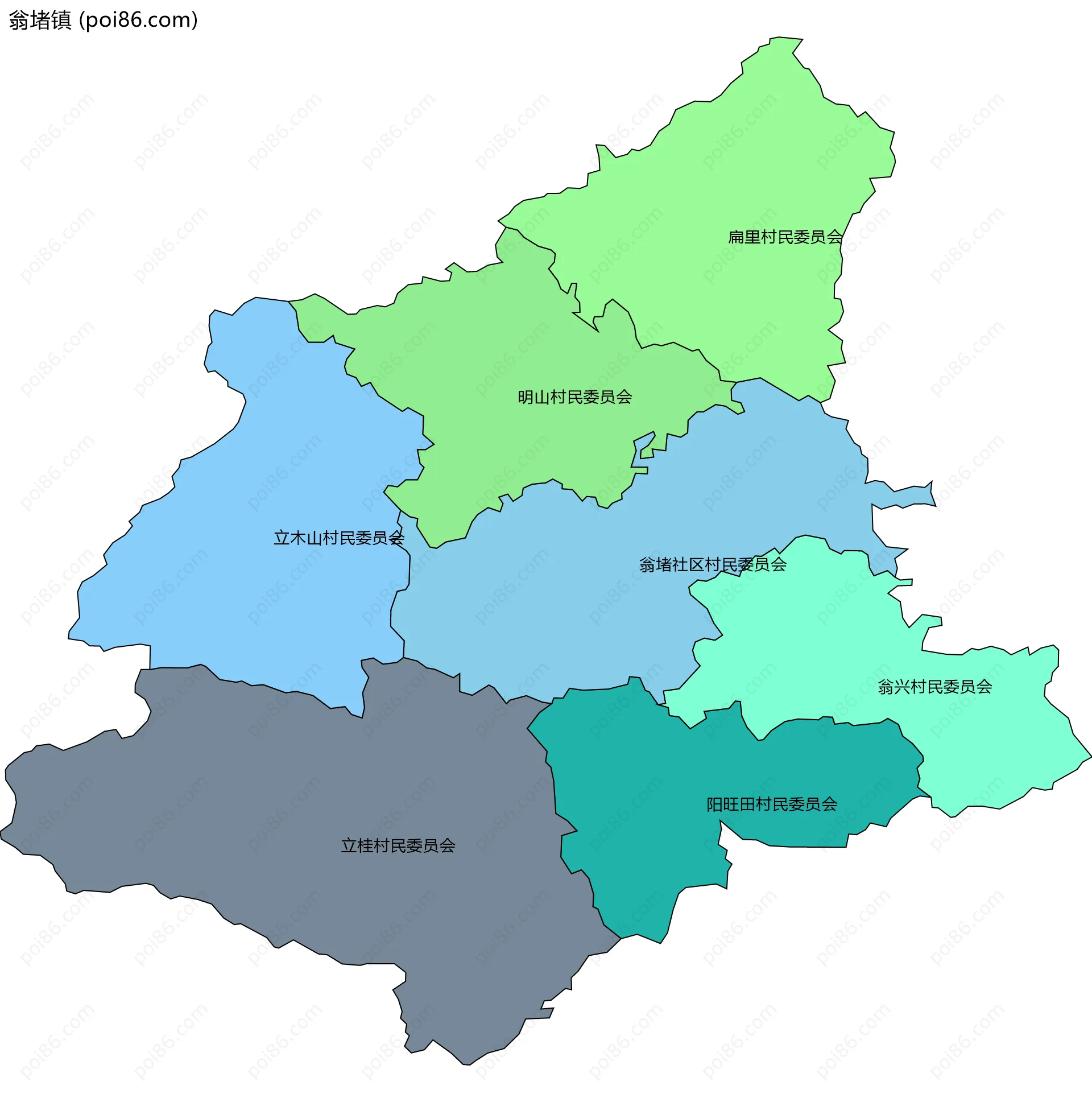 翁堵镇边界地图(五级行政区划)