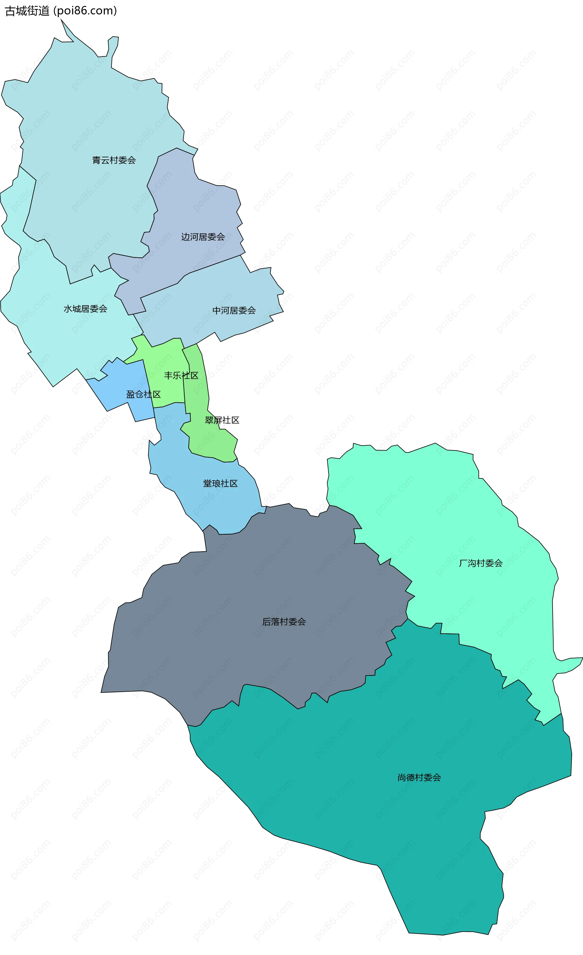 古城街道边界地图(五级行政区划)