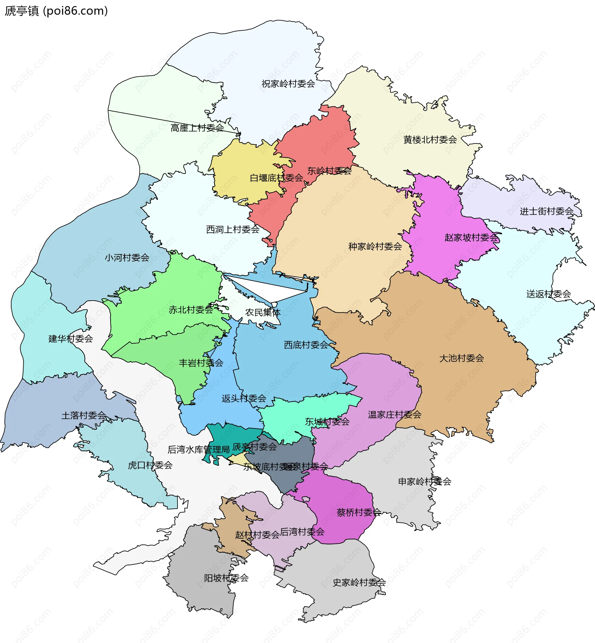 虒亭镇边界地图(五级行政区划)