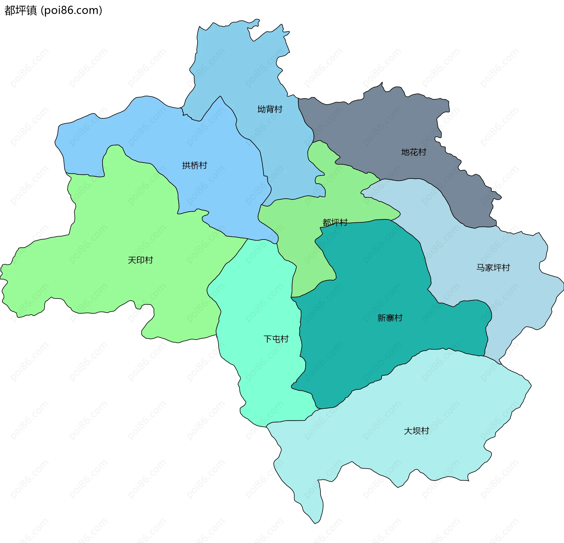 都坪镇边界地图(五级行政区划)