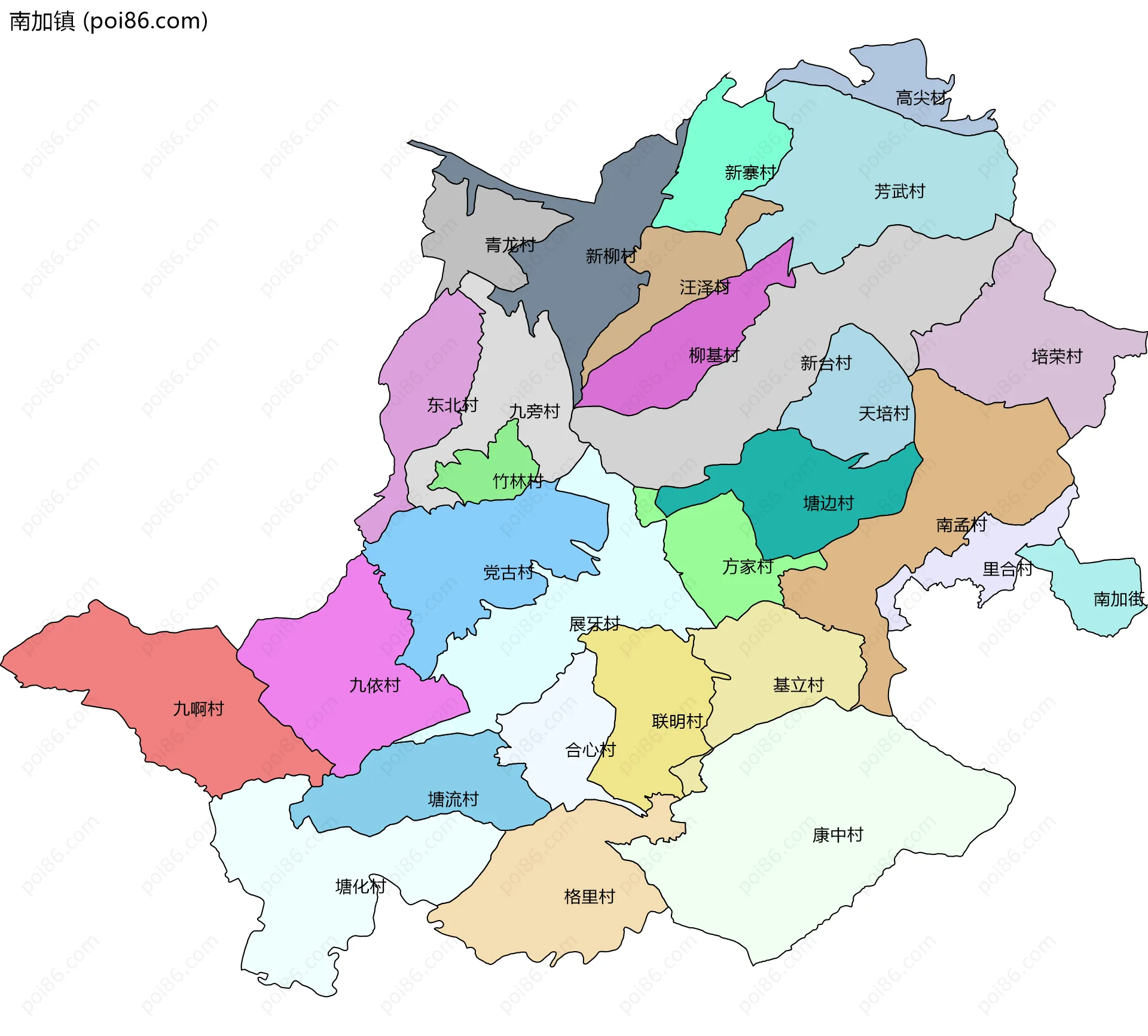 南加镇边界地图(五级行政区划)