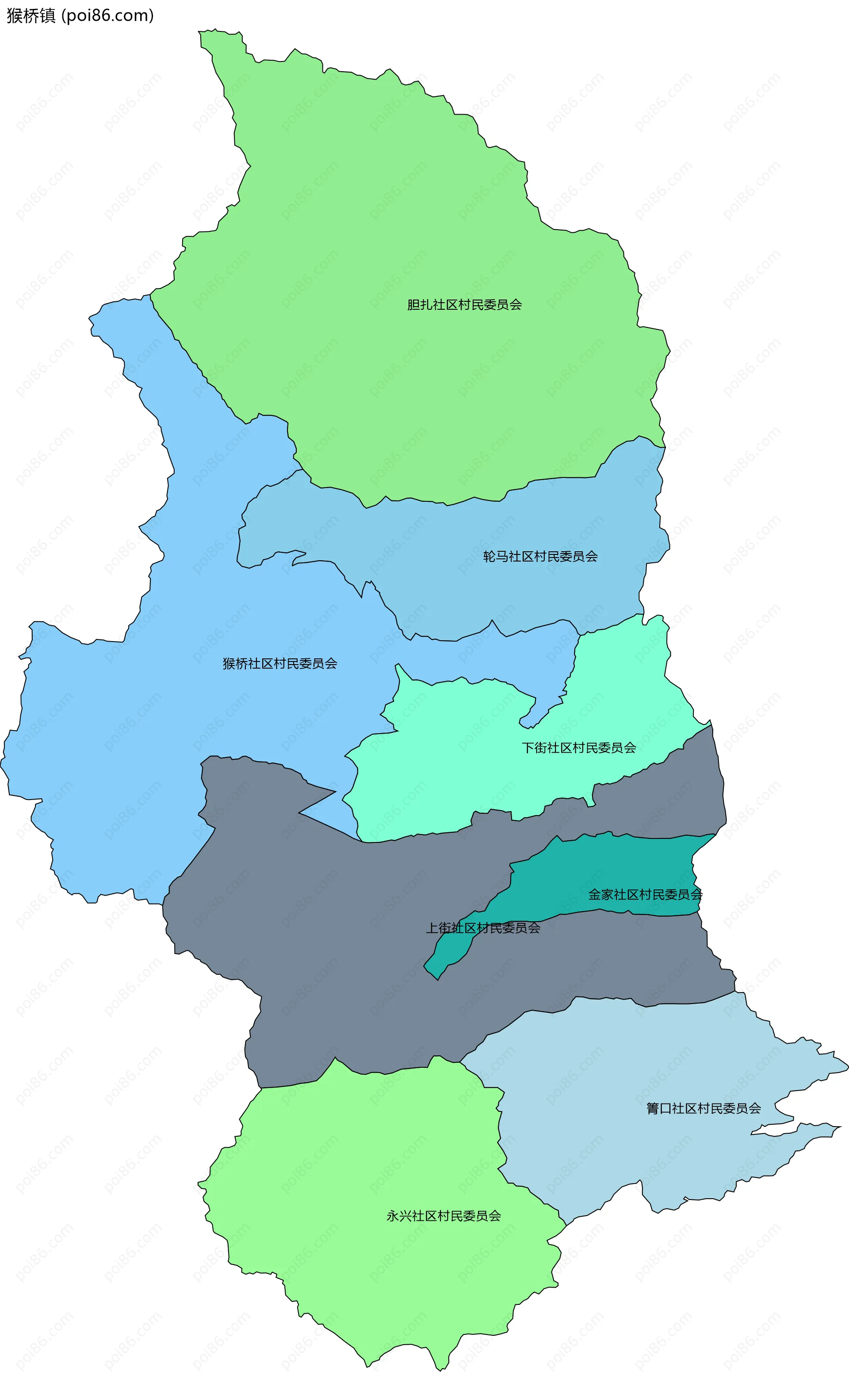 猴桥镇边界地图(五级行政区划)