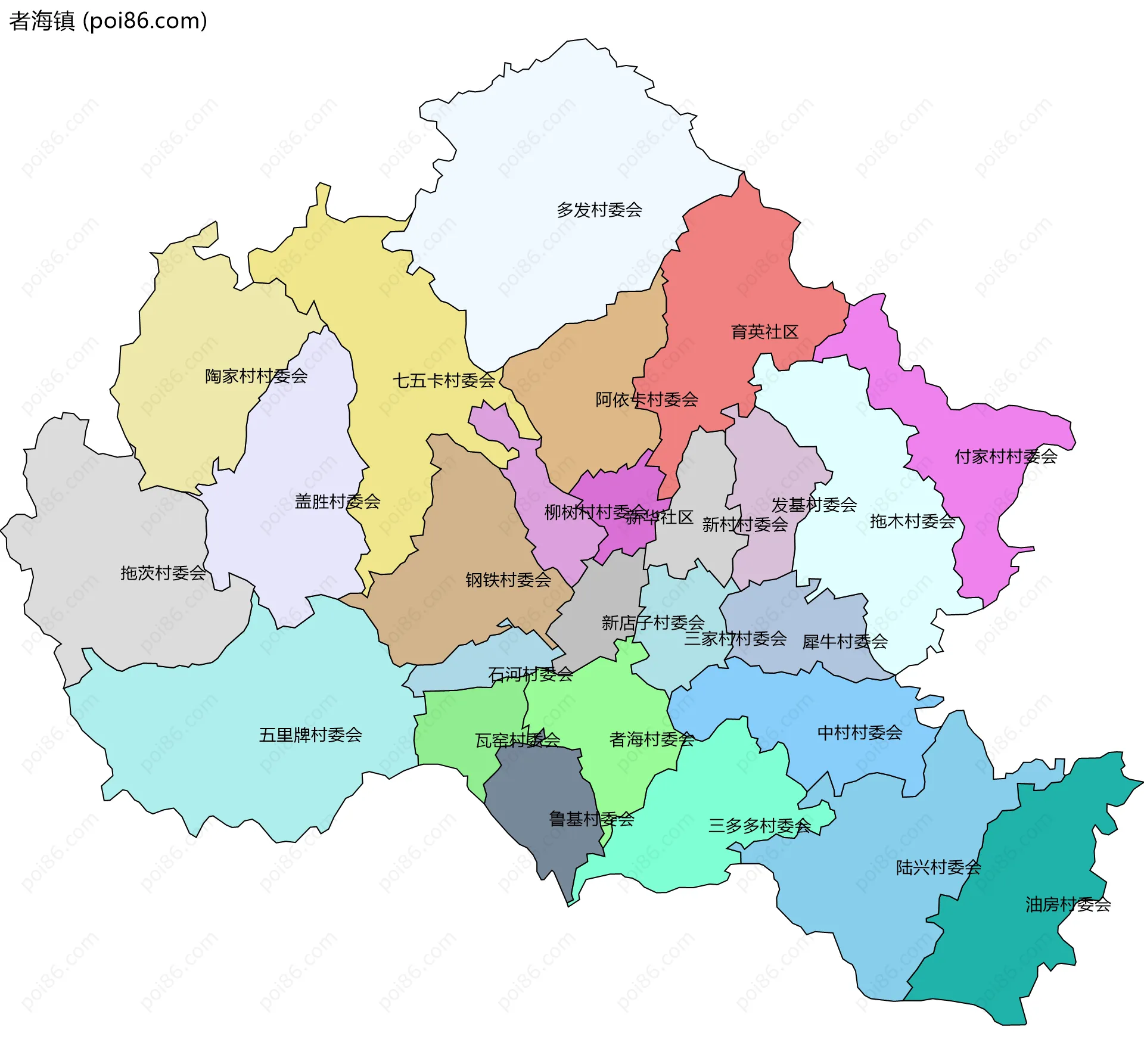 者海镇边界地图(五级行政区划)