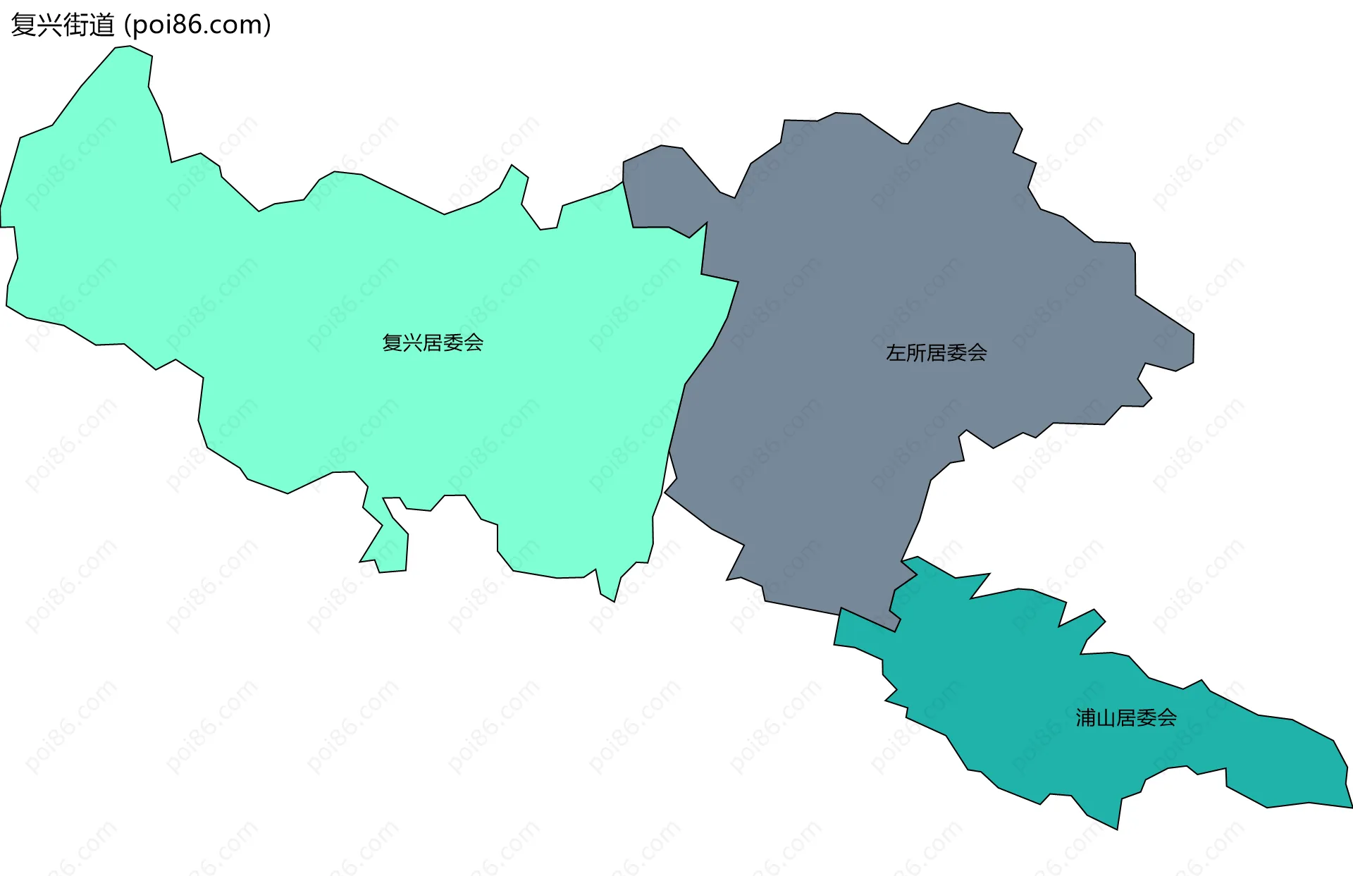 复兴街道边界地图(五级行政区划)