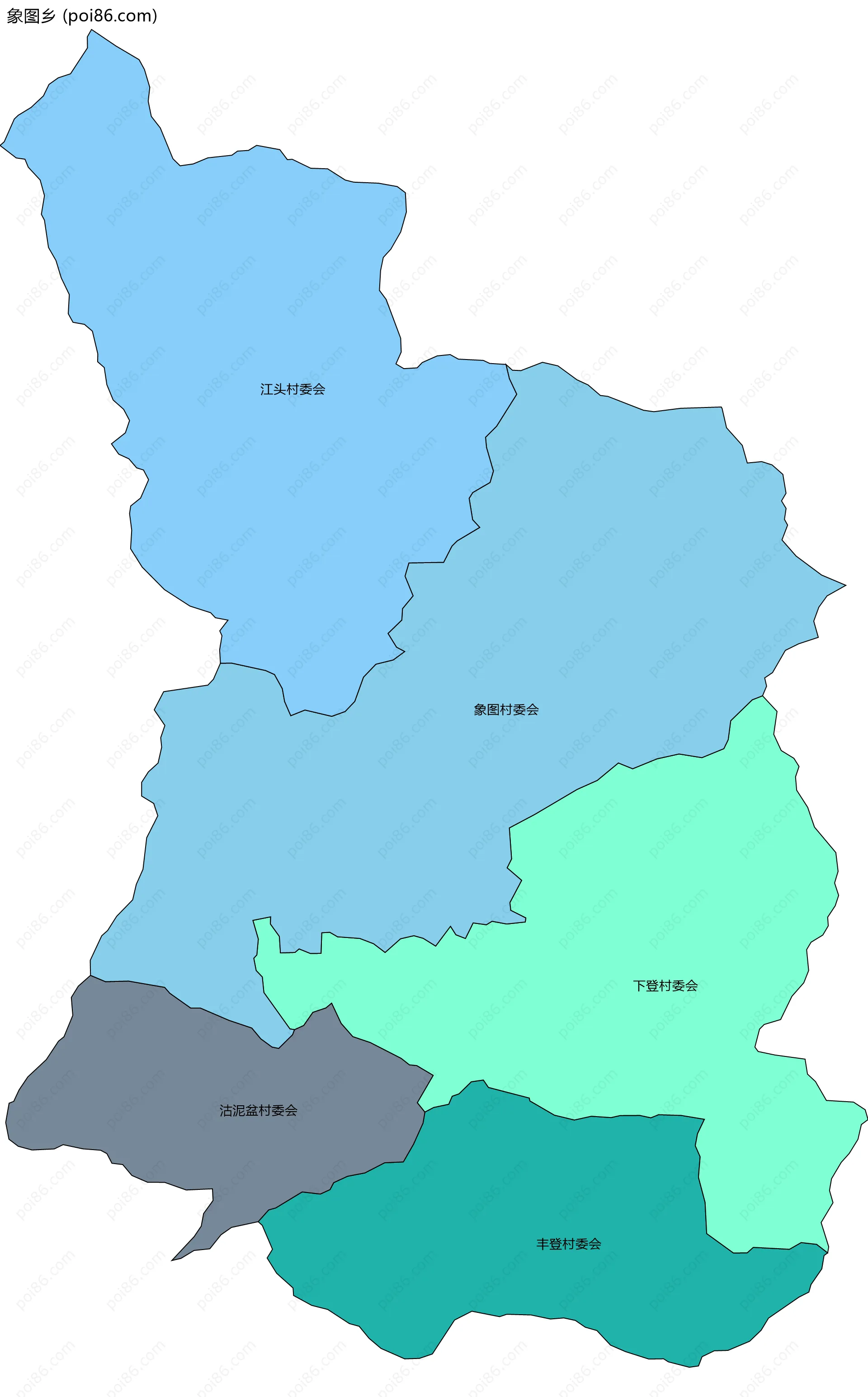 象图乡边界地图(五级行政区划)