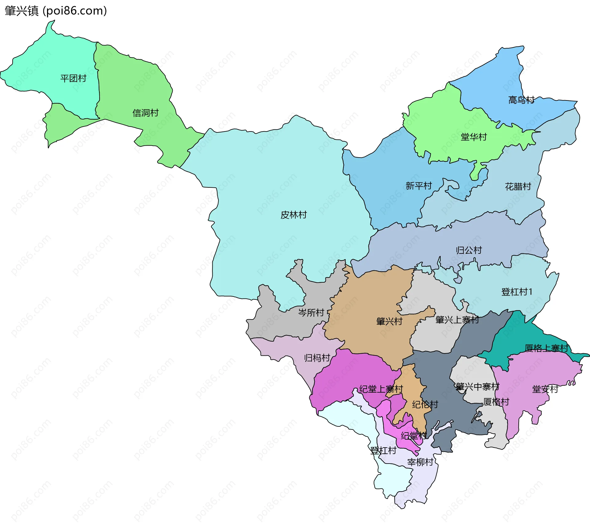肇兴镇边界地图(五级行政区划)
