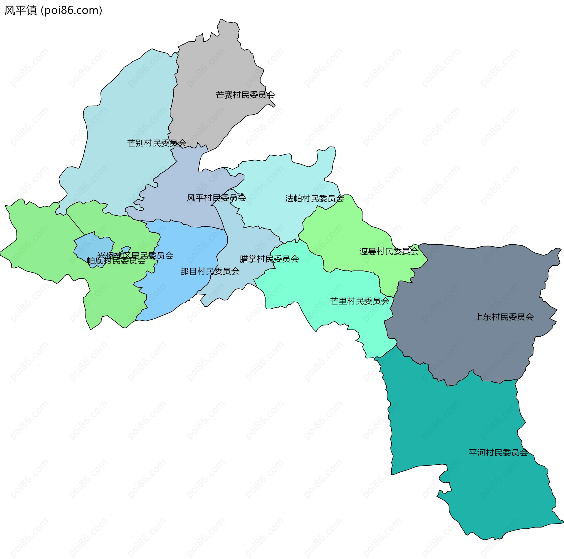 风平镇边界地图(五级行政区划)