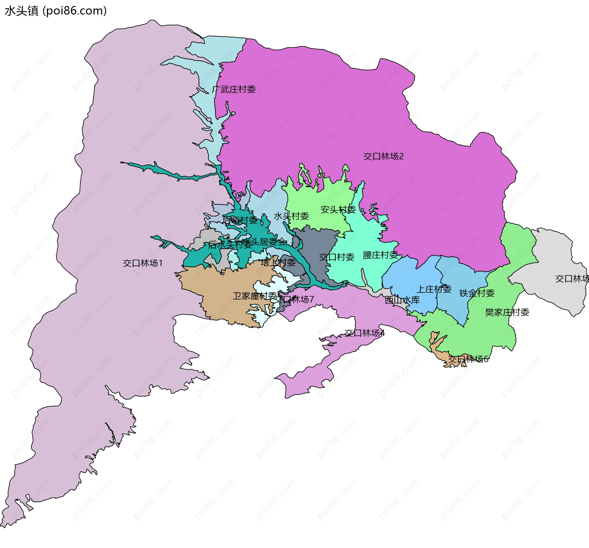 水头镇边界地图(五级行政区划)