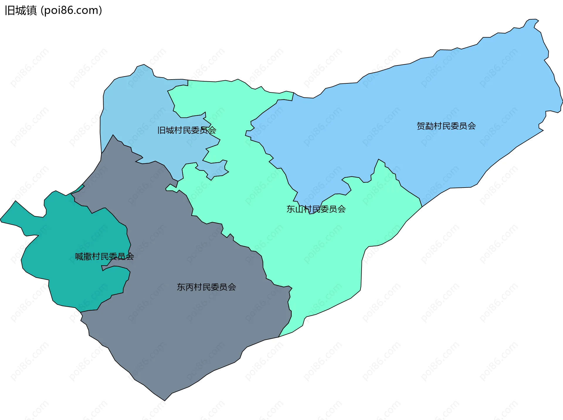 旧城镇边界地图(五级行政区划)