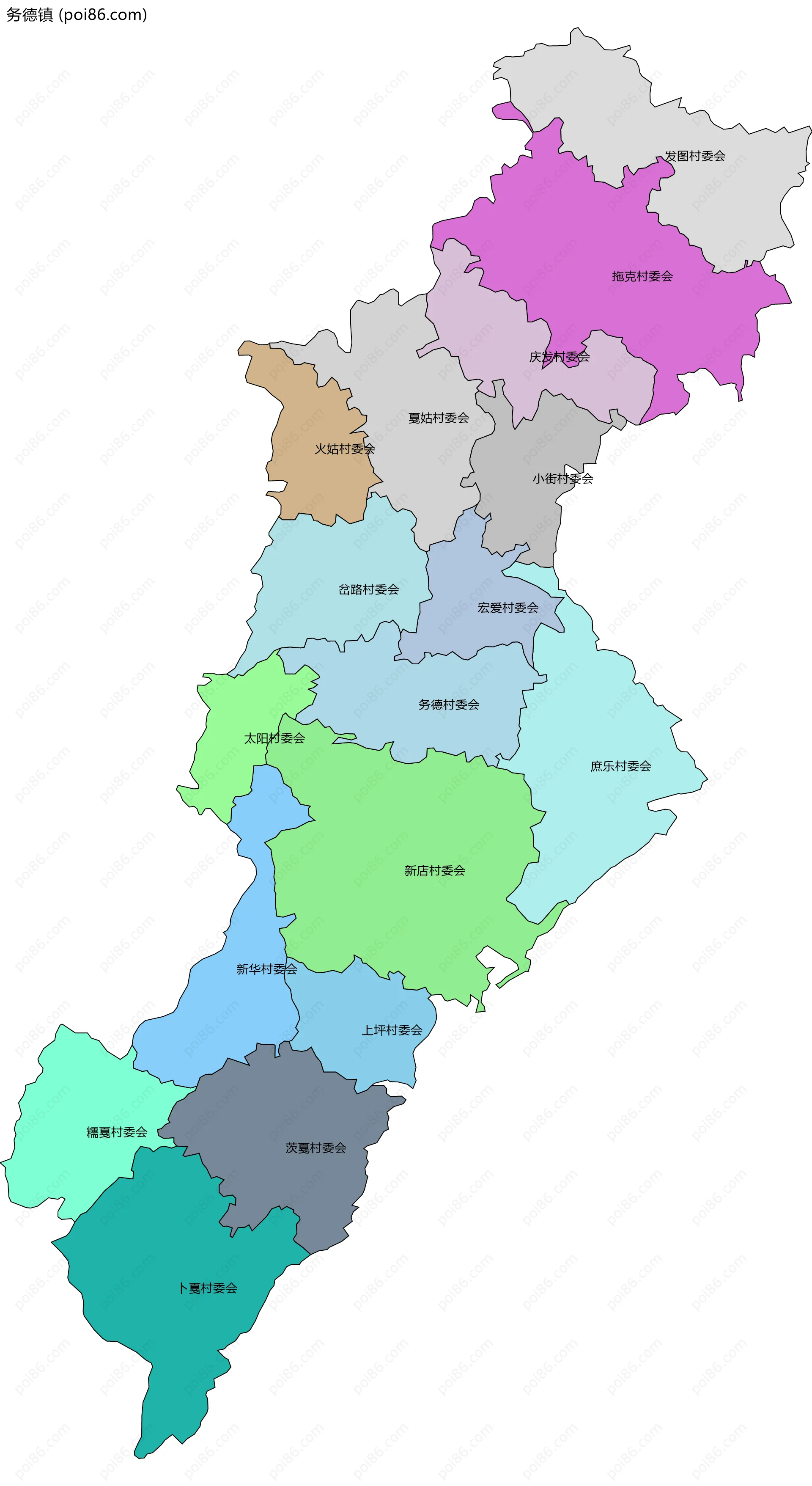 务德镇边界地图(五级行政区划)