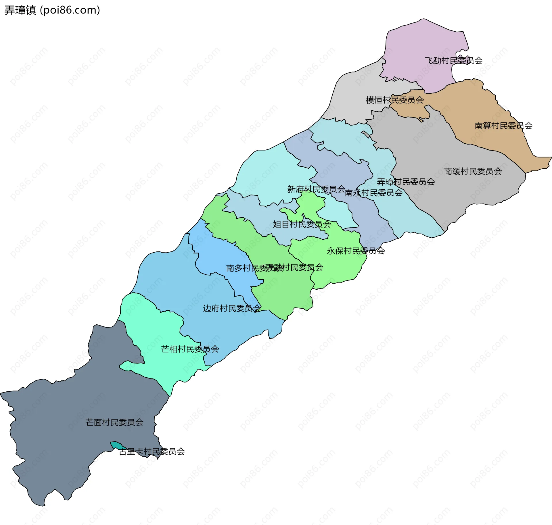 弄璋镇边界地图(五级行政区划)