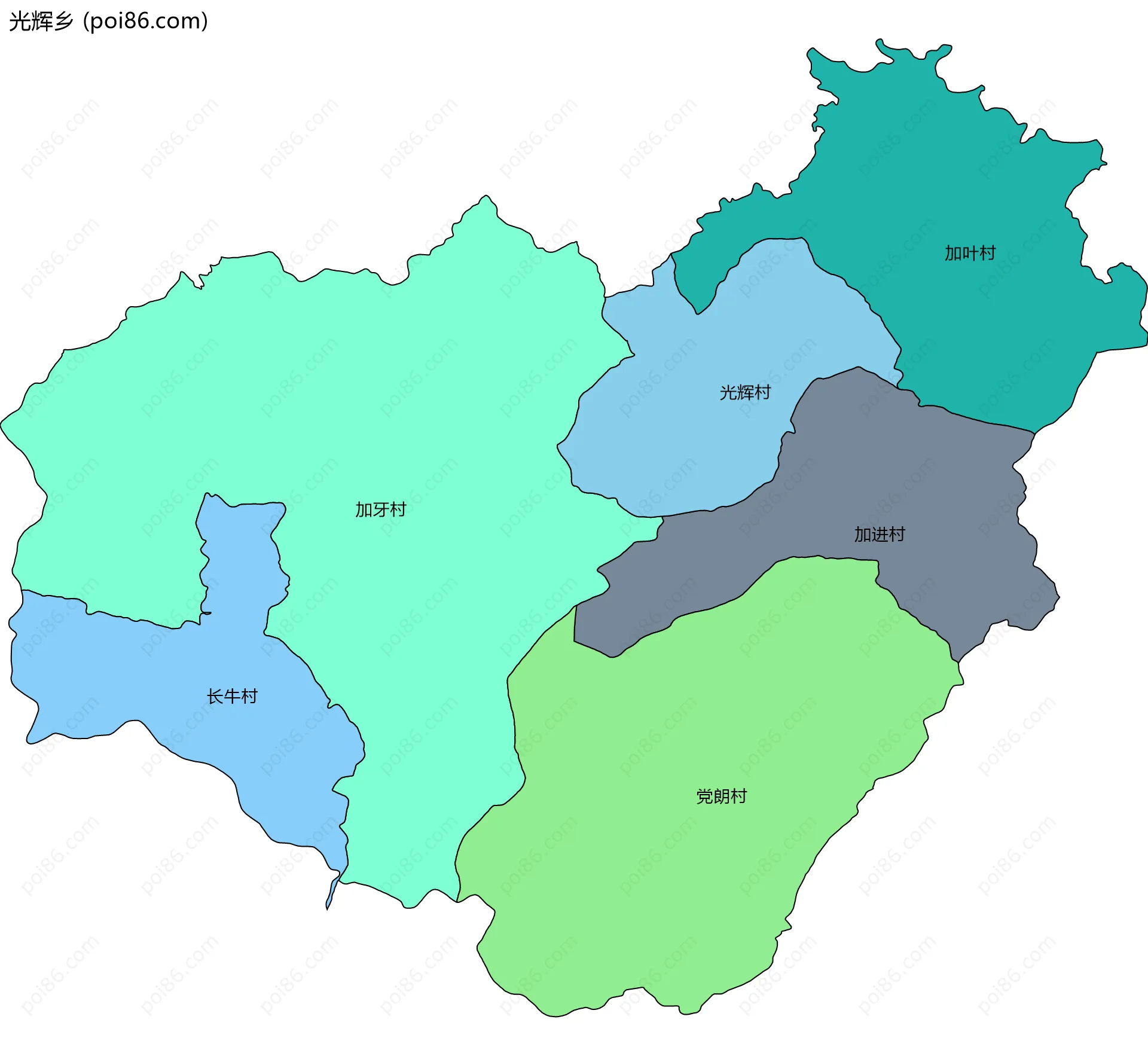 光辉乡边界地图(五级行政区划)