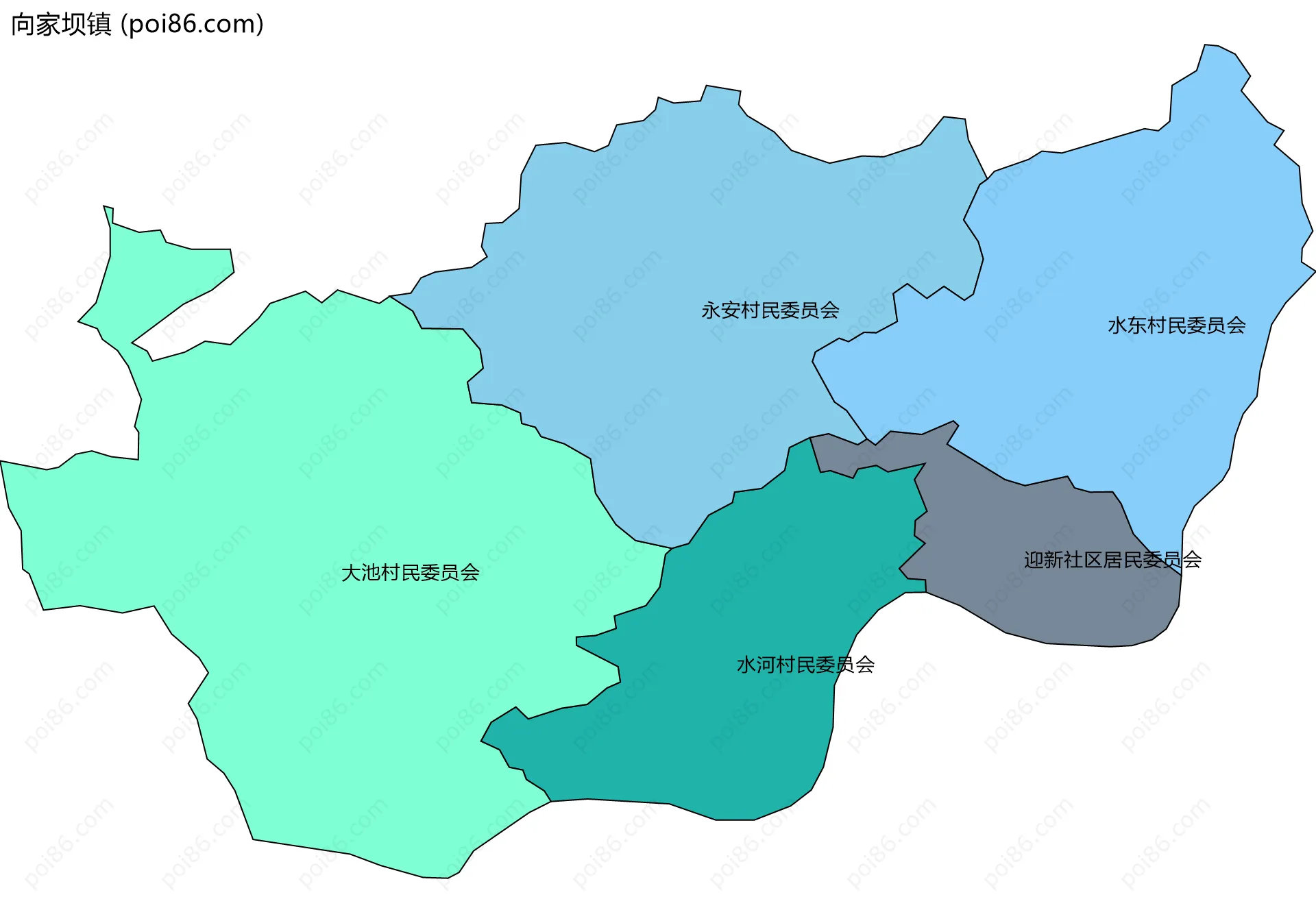 向家坝镇边界地图(五级行政区划)