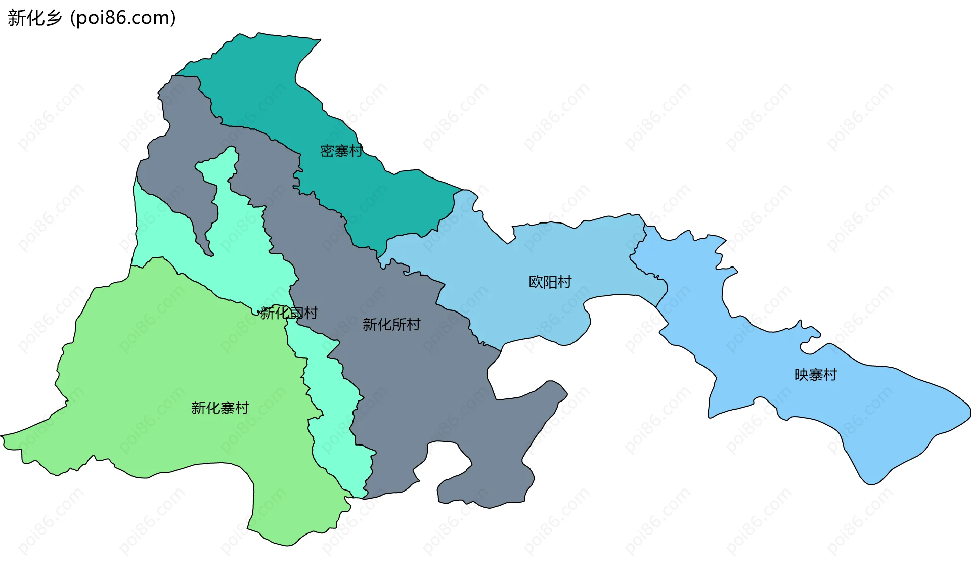 新化乡边界地图(五级行政区划)