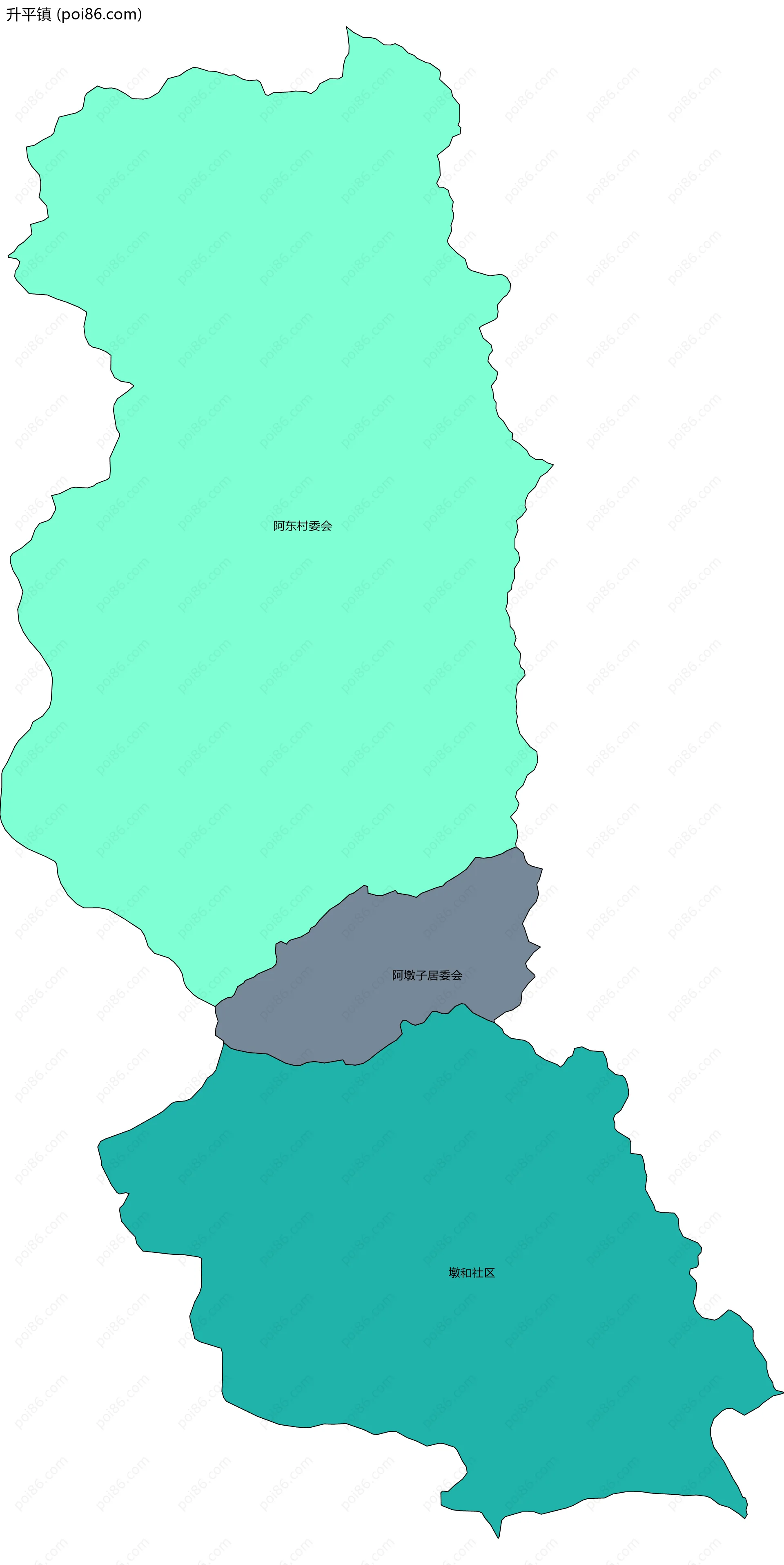 升平镇边界地图(五级行政区划)