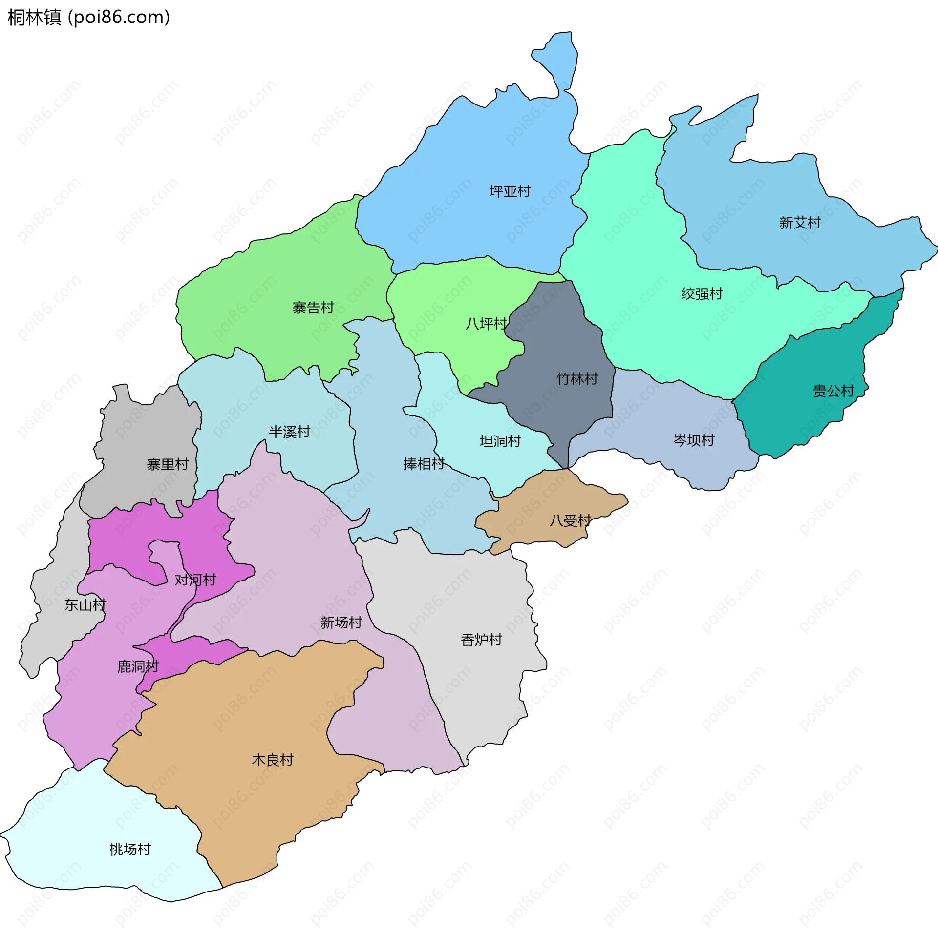 桐林镇边界地图(五级行政区划)