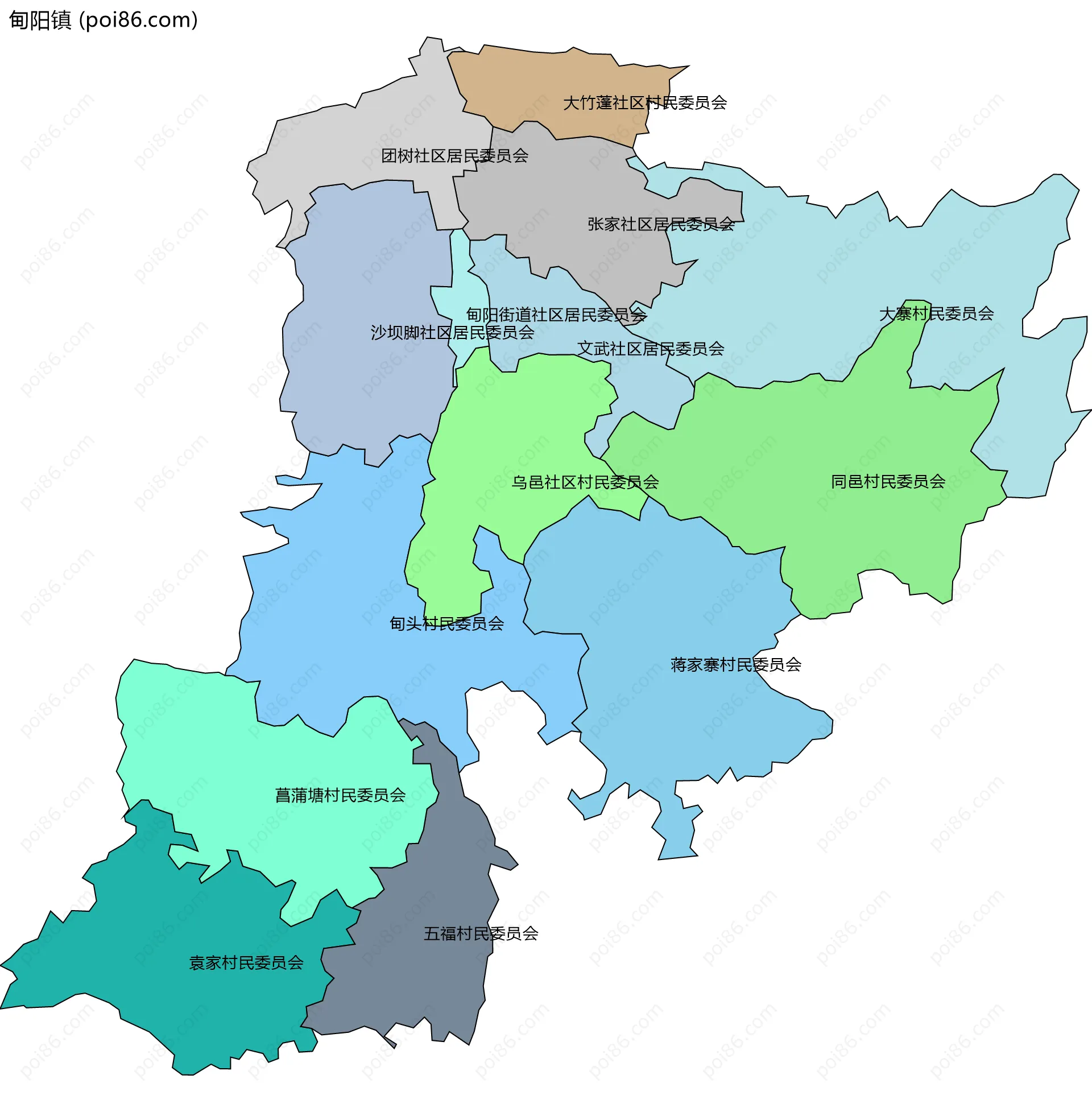 甸阳镇边界地图(五级行政区划)