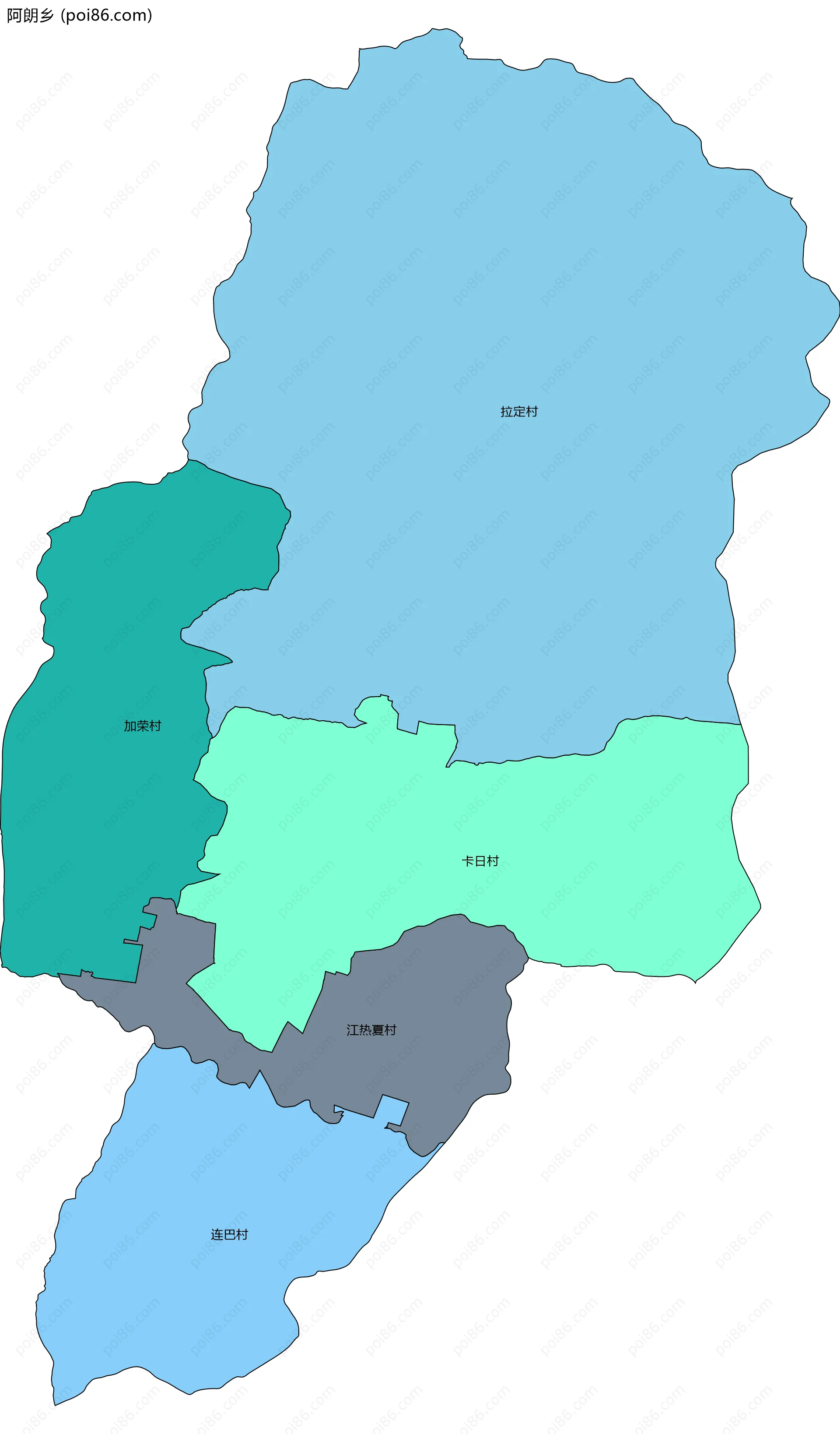 阿朗乡边界地图(五级行政区划)