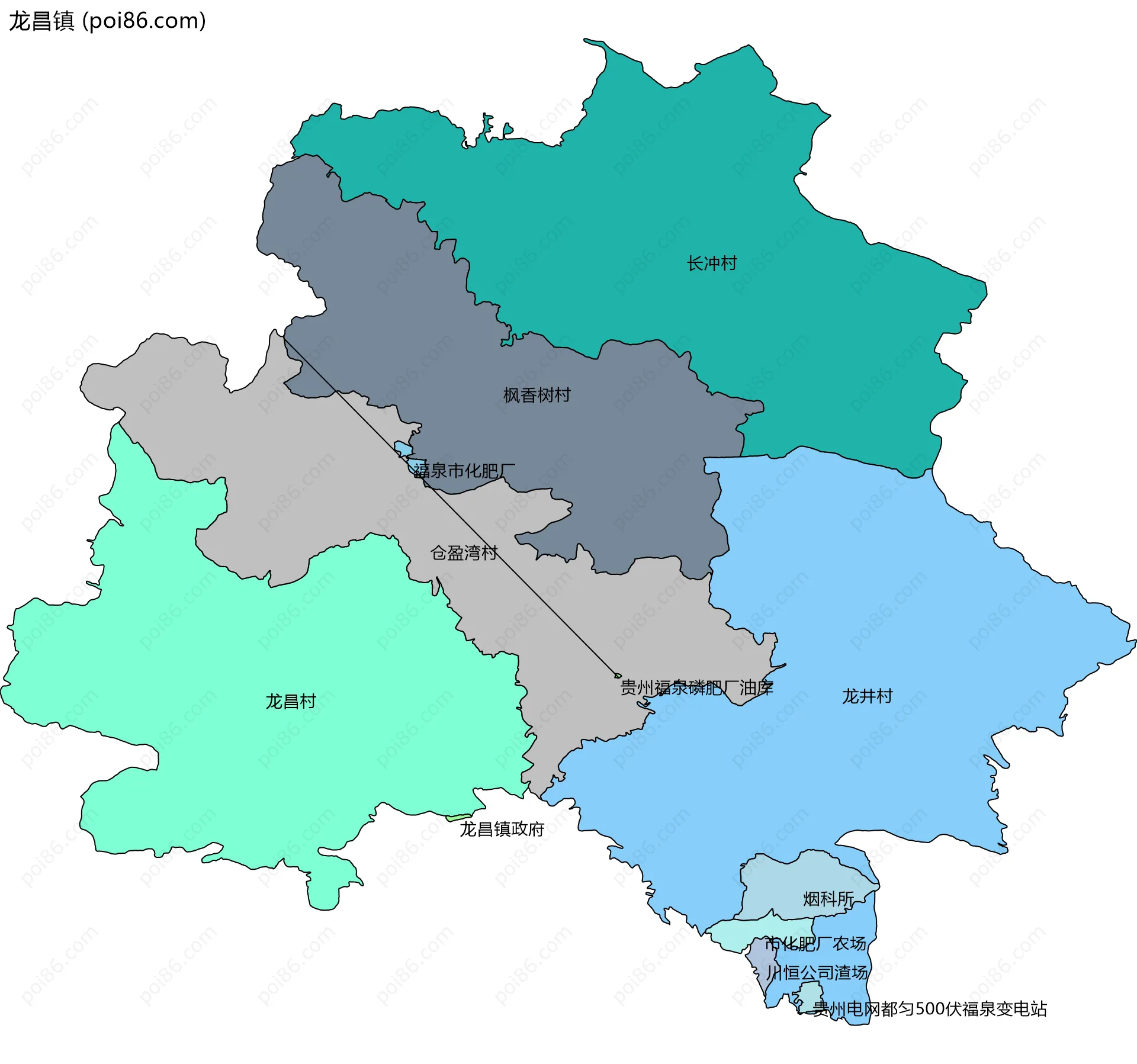 龙昌镇边界地图(五级行政区划)