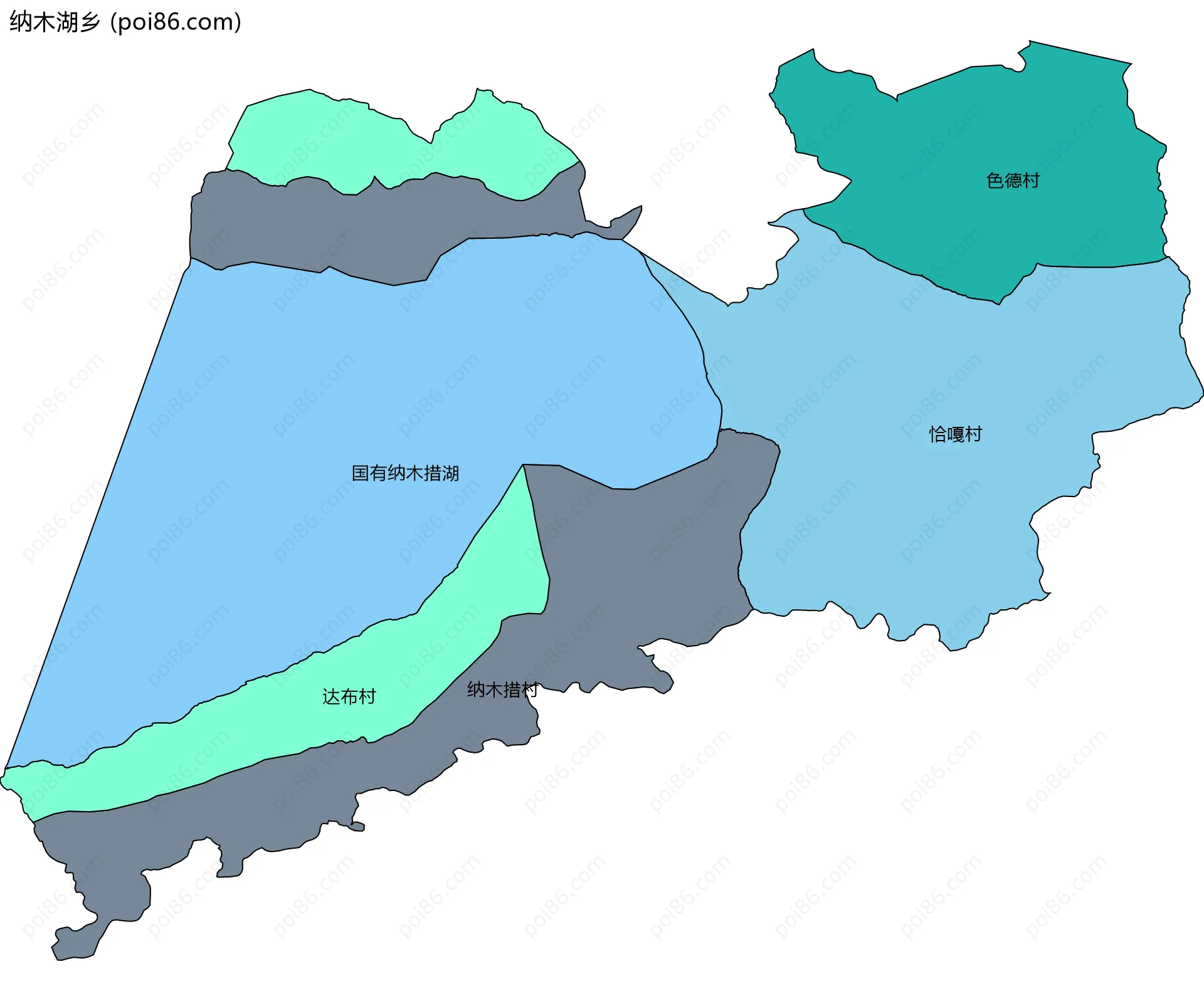 纳木湖乡边界地图(五级行政区划)