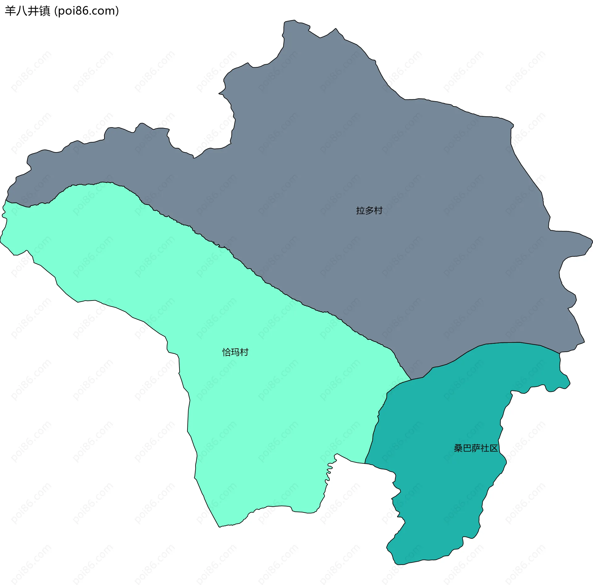 羊八井镇边界地图(五级行政区划)