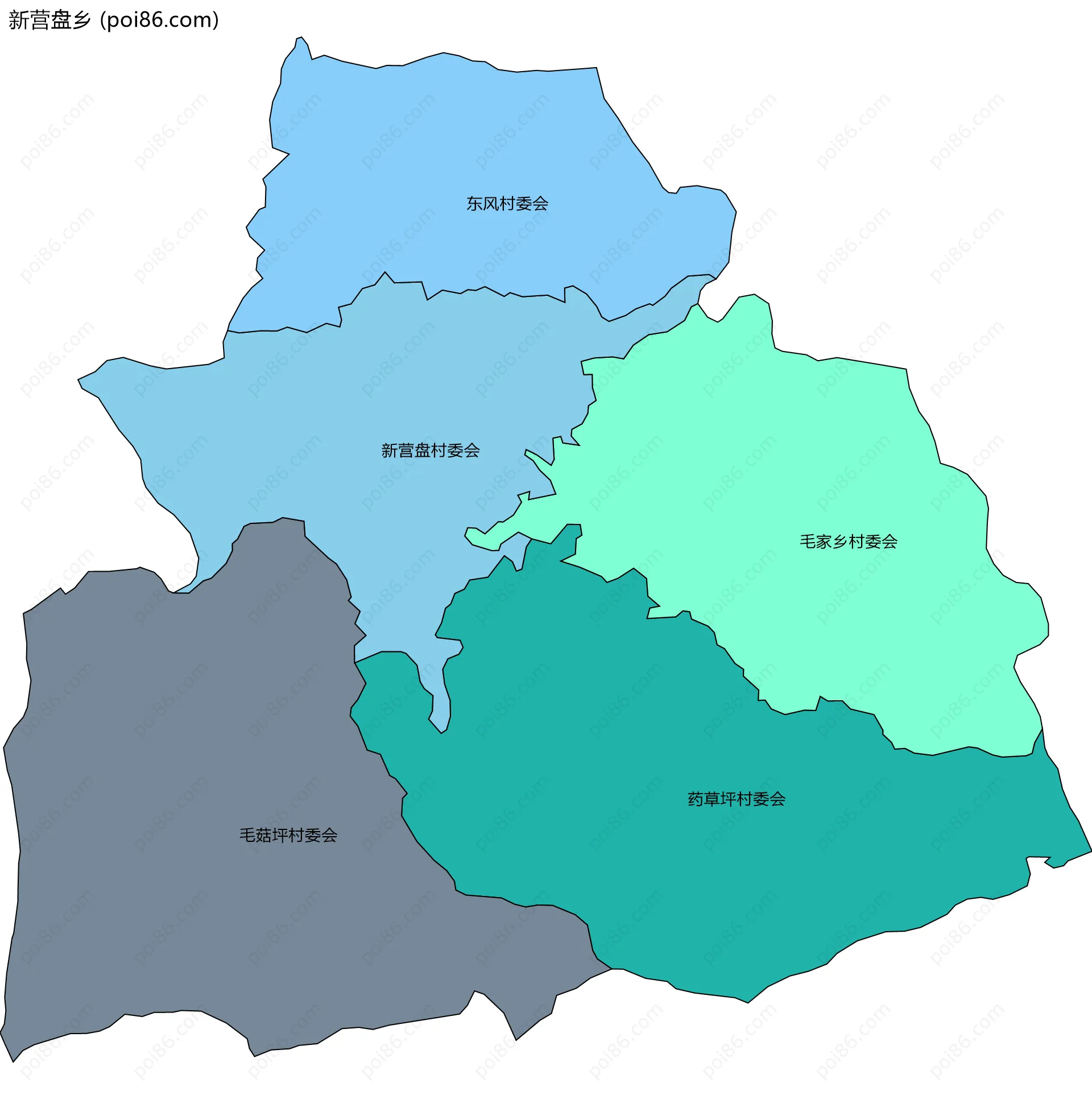 新营盘乡边界地图(五级行政区划)