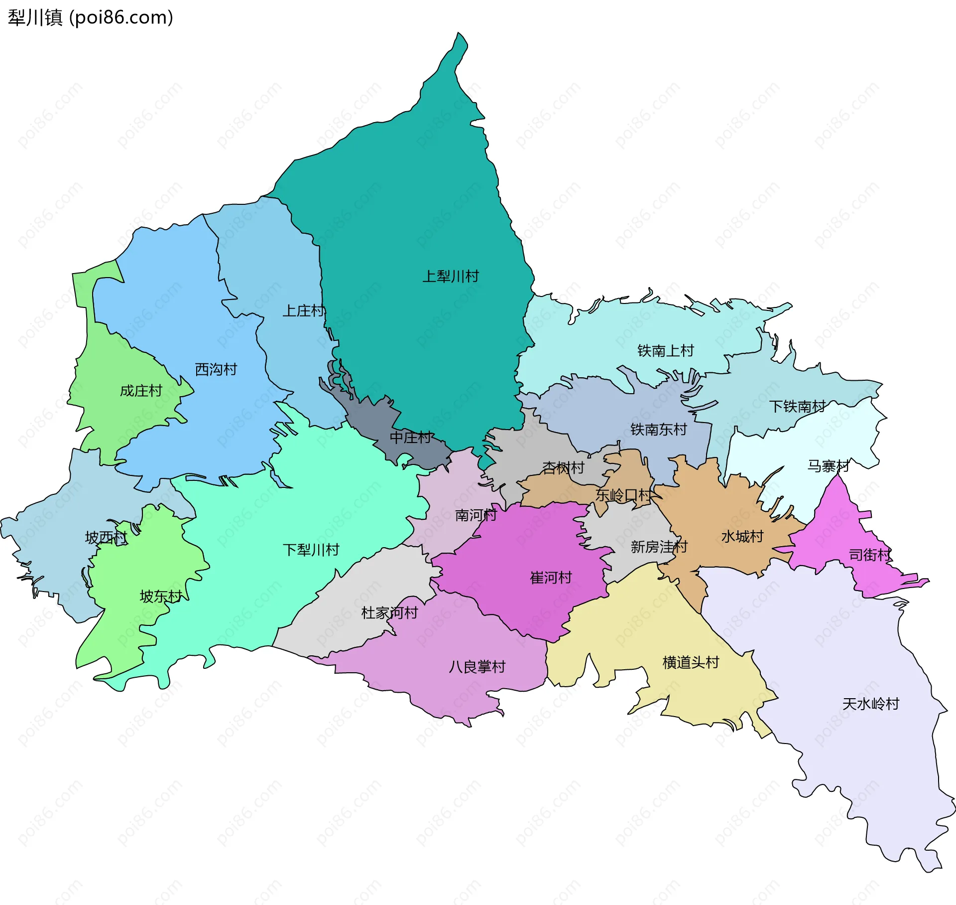 犁川镇边界地图(五级行政区划)