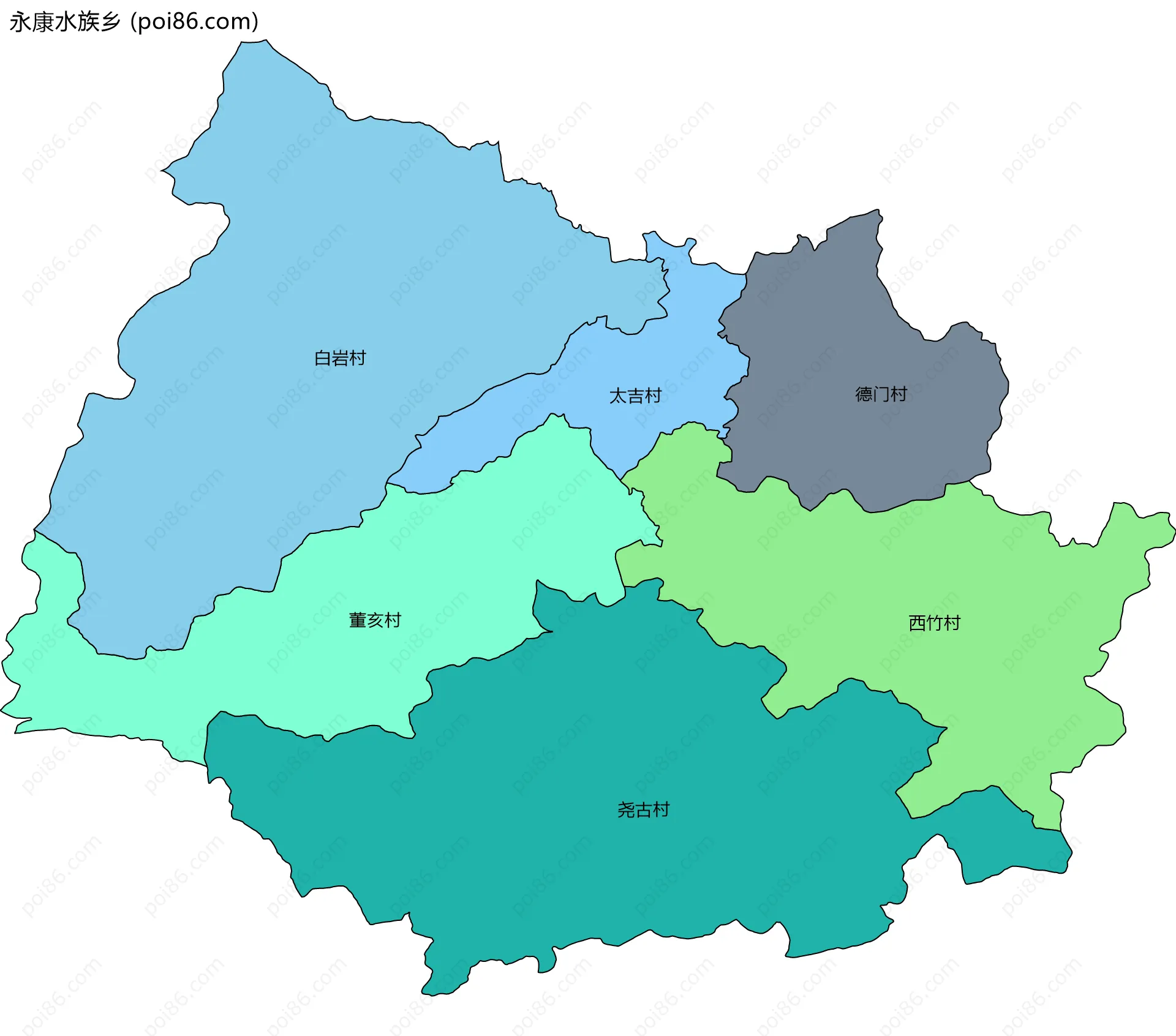 永康水族乡边界地图(五级行政区划)