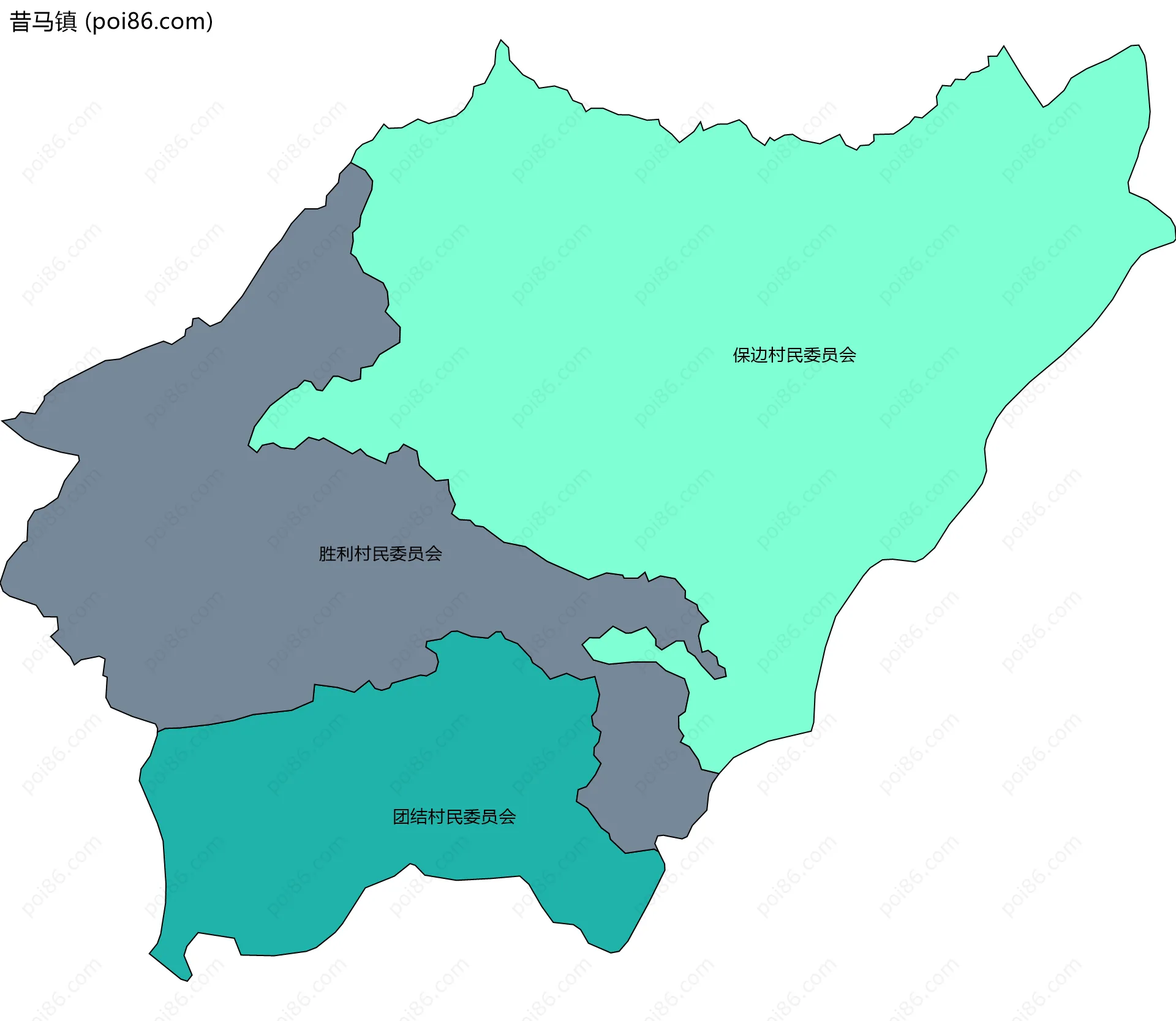 昔马镇边界地图(五级行政区划)