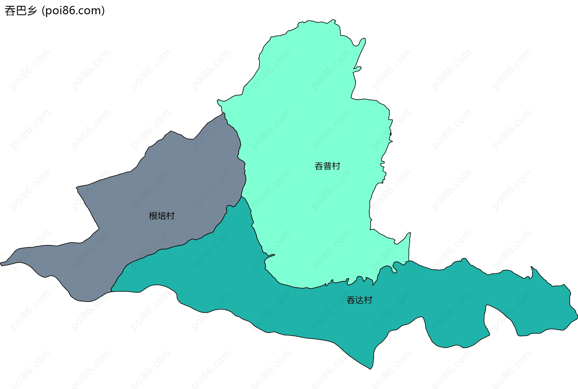 吞巴乡边界地图(五级行政区划)