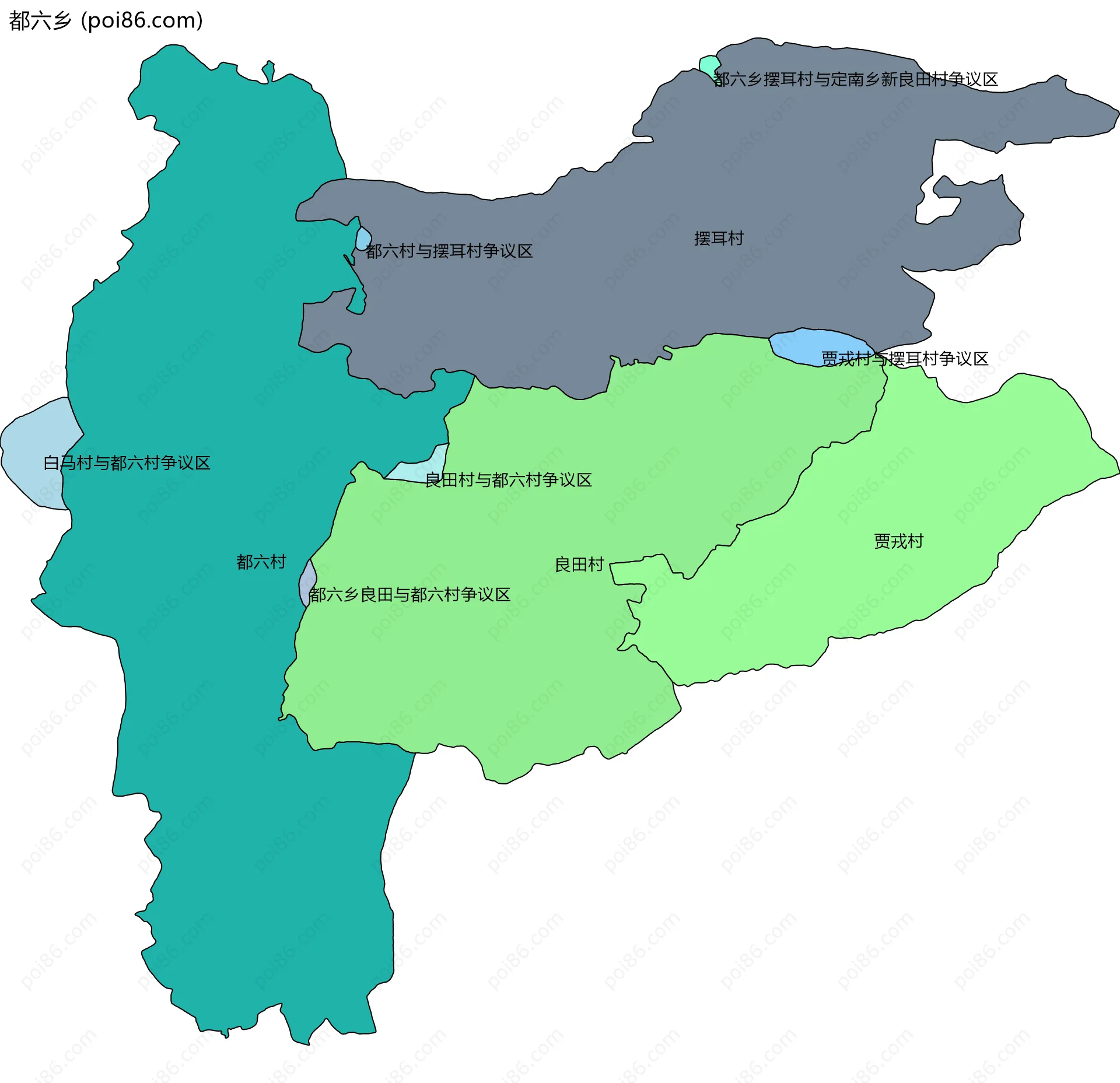 都六乡边界地图(五级行政区划)