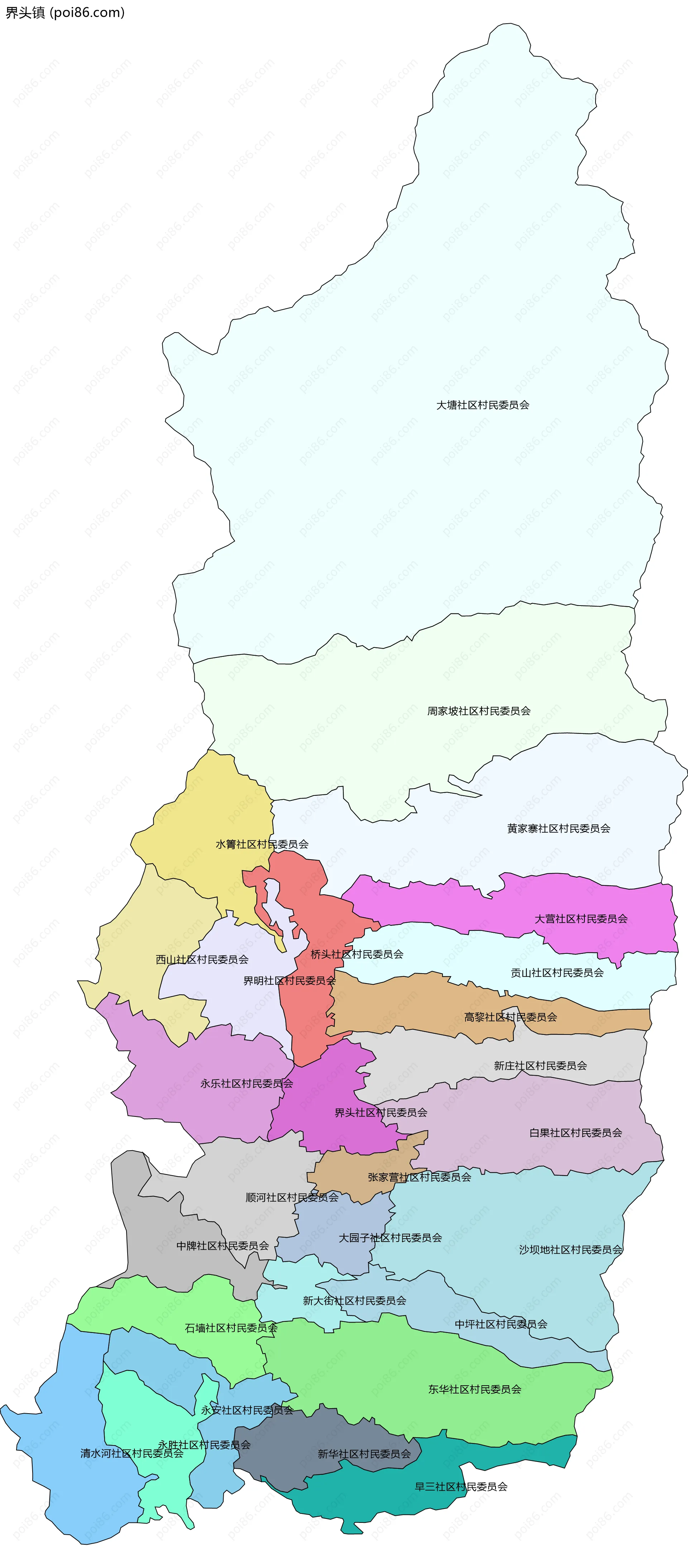 界头镇边界地图(五级行政区划)