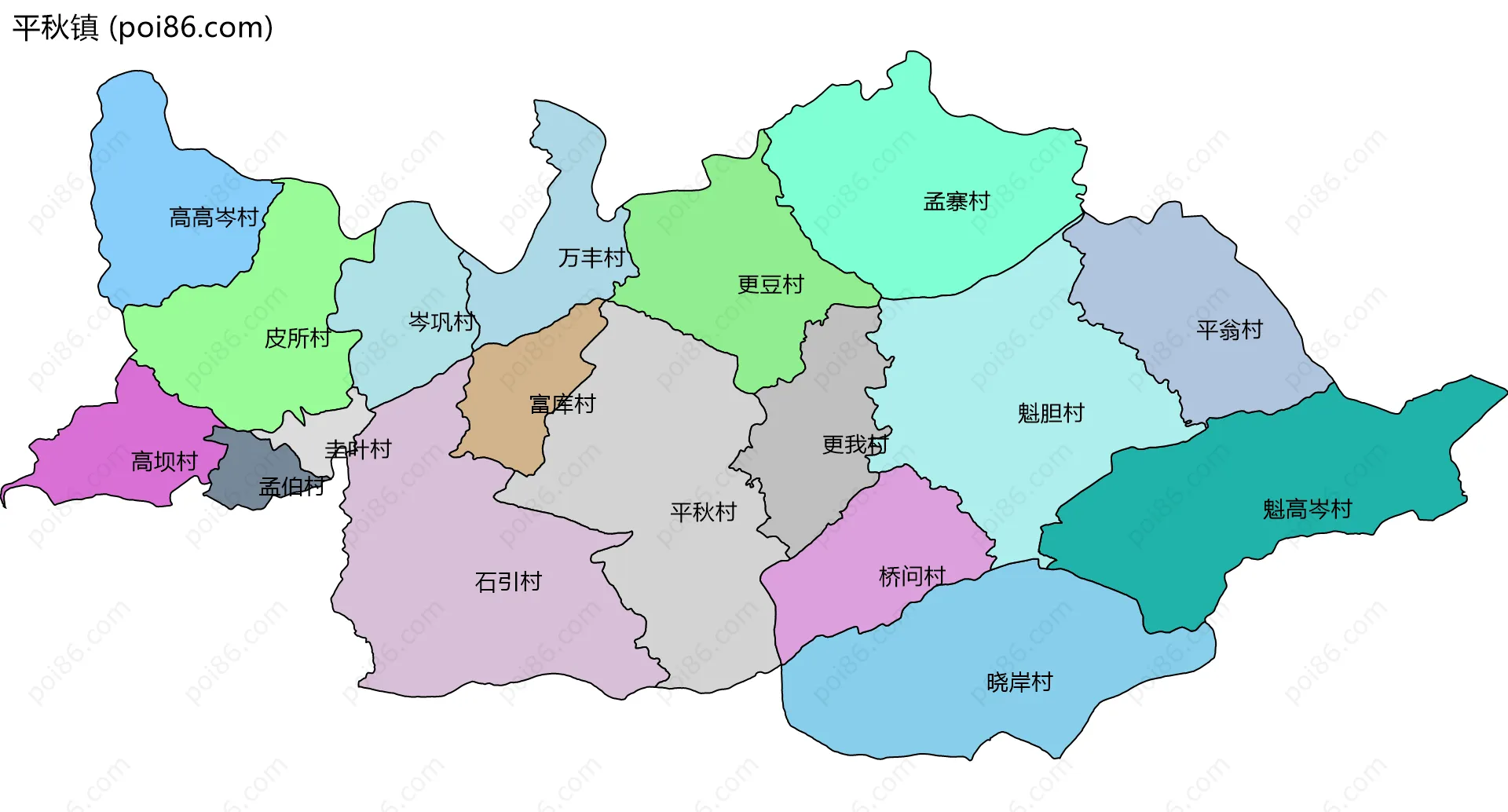 平秋镇边界地图(五级行政区划)