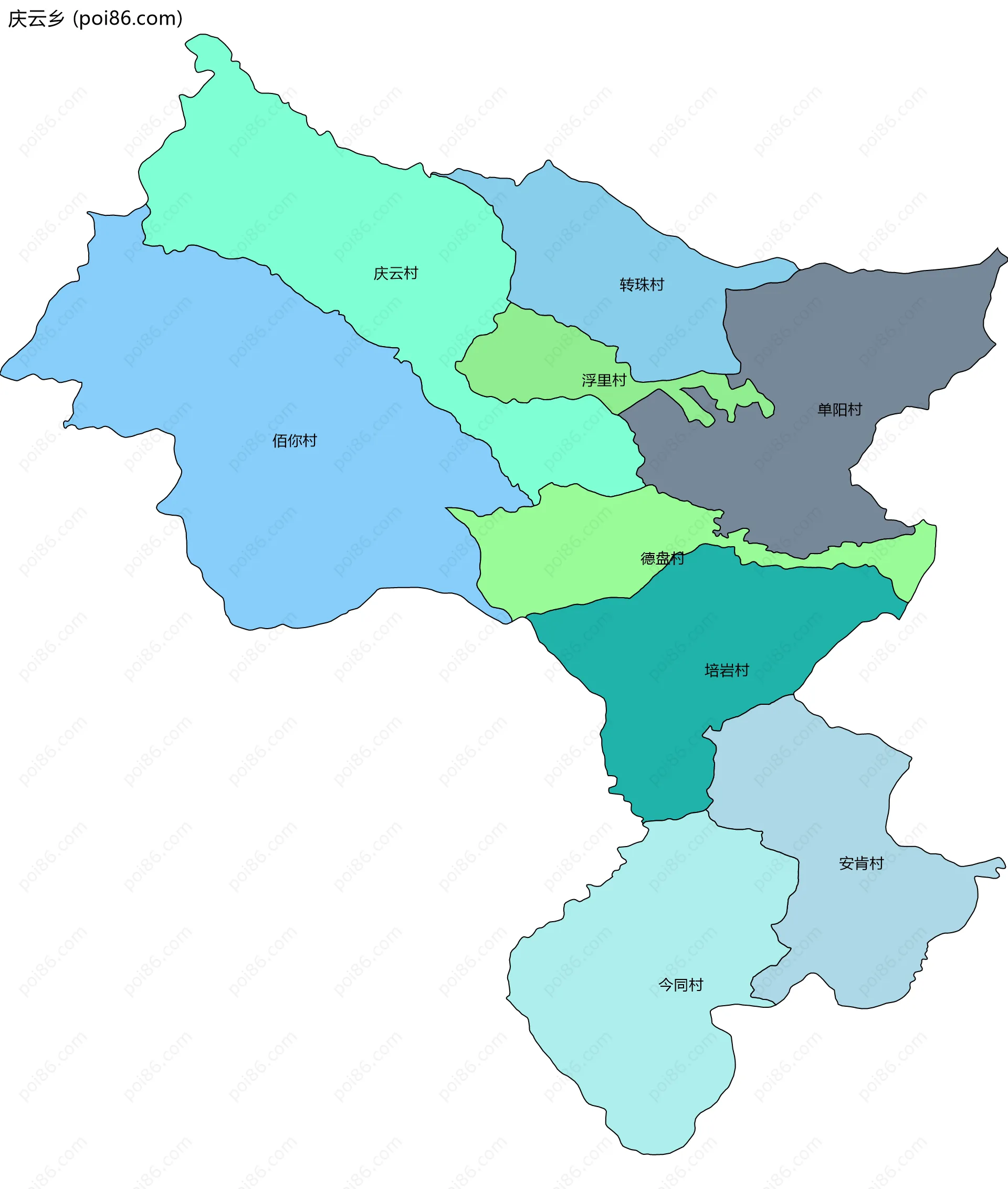 庆云乡边界地图(五级行政区划)