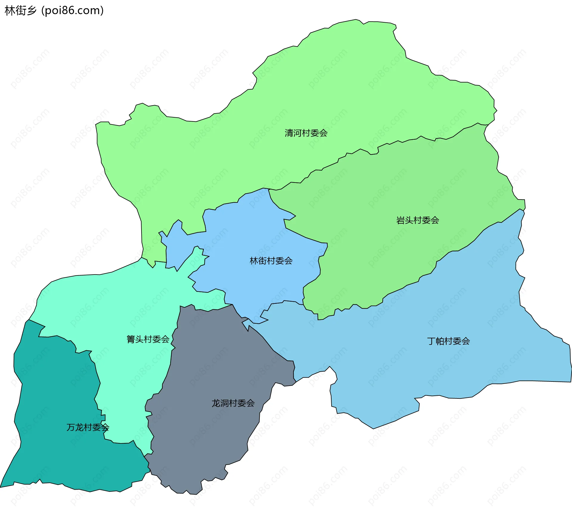 林街乡边界地图(五级行政区划)