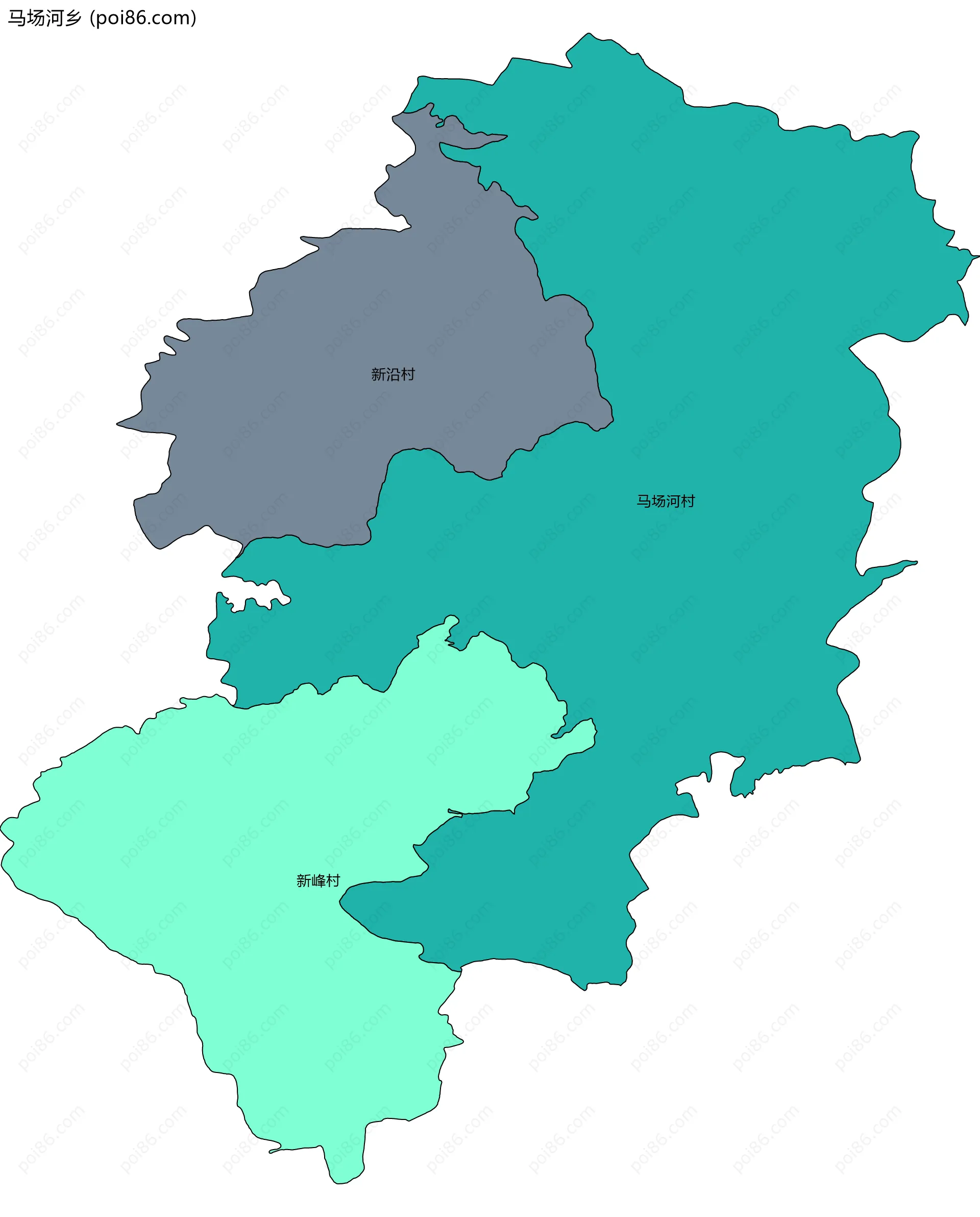 马场河乡边界地图(五级行政区划)