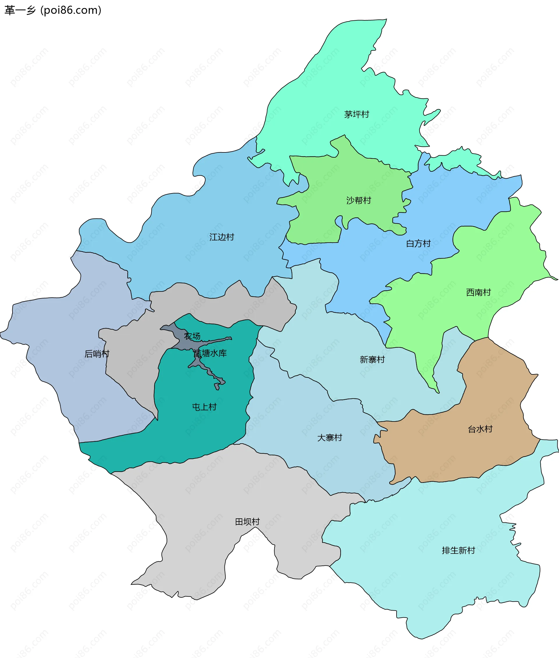 革一乡边界地图(五级行政区划)