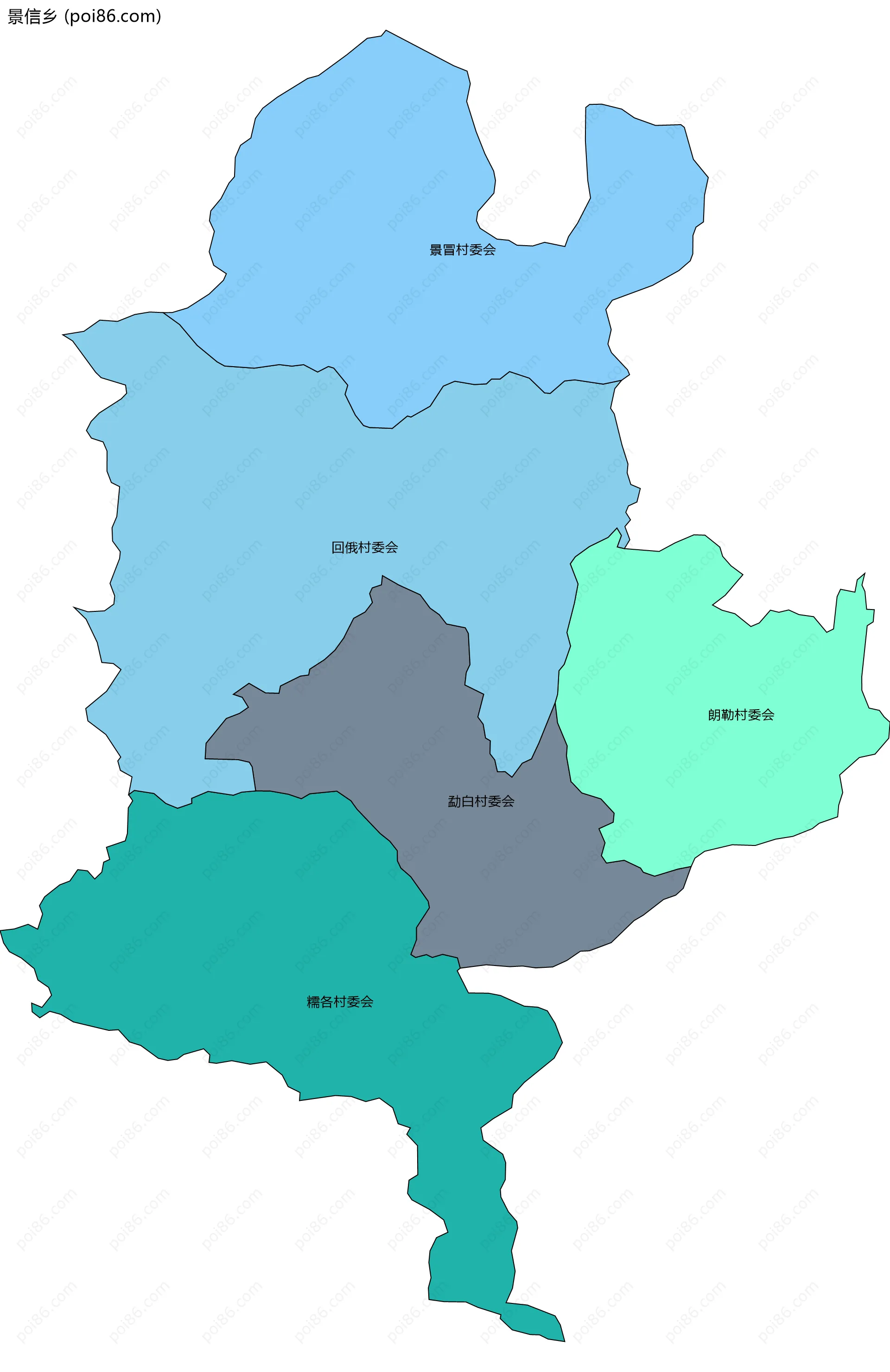 景信乡边界地图(五级行政区划)