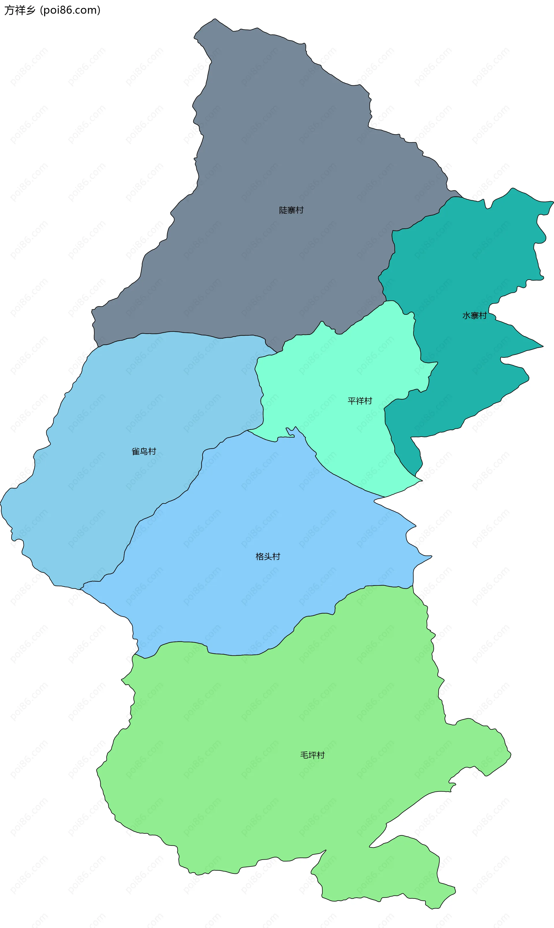 方祥乡边界地图(五级行政区划)
