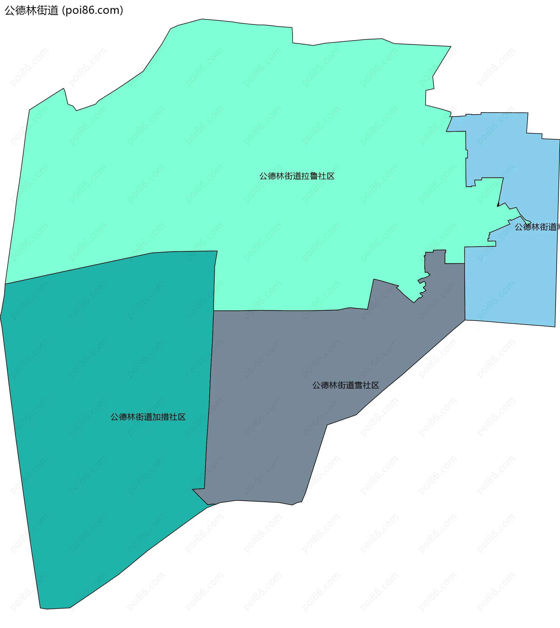 公德林街道边界地图(五级行政区划)