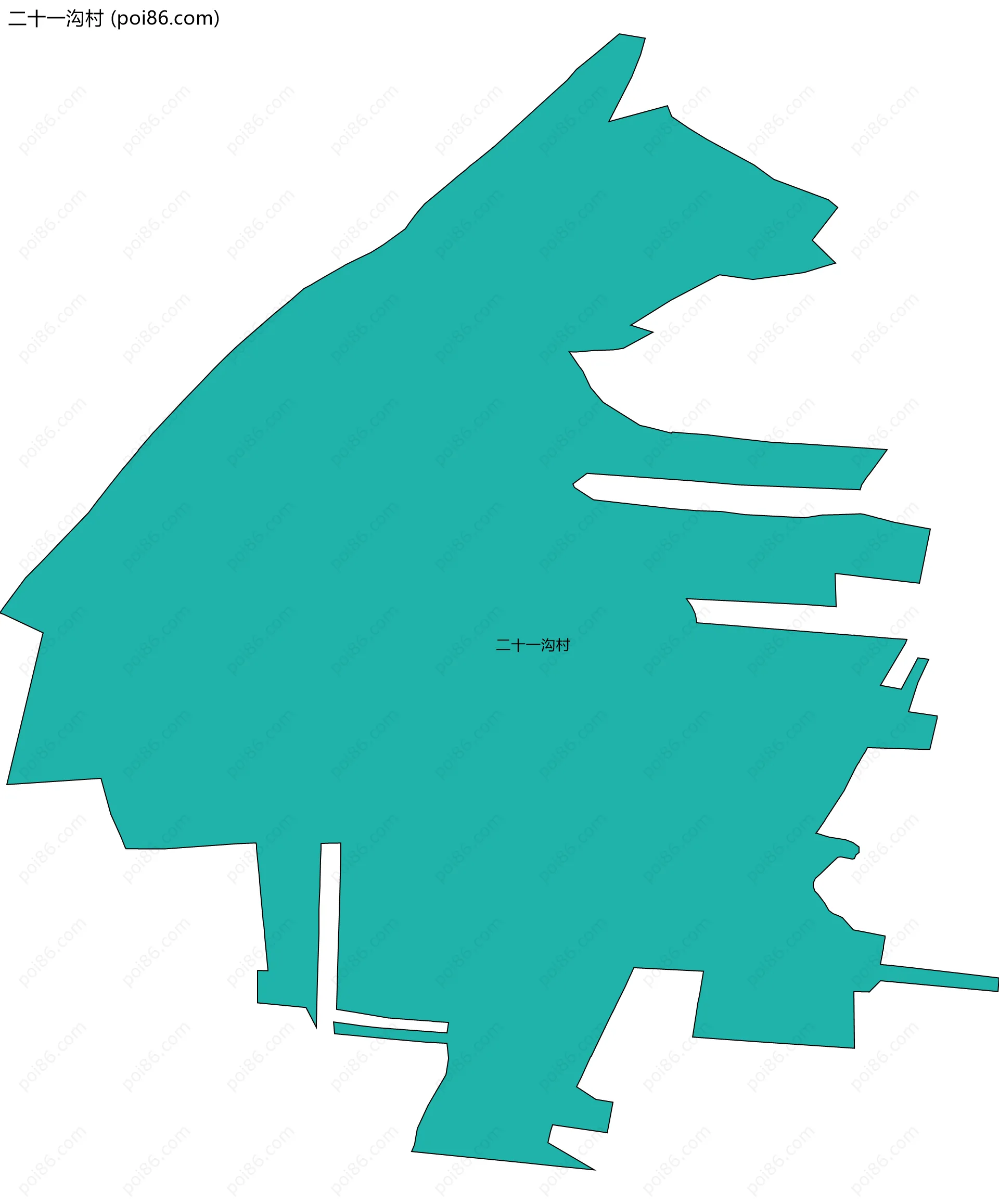 二十一沟村边界地图