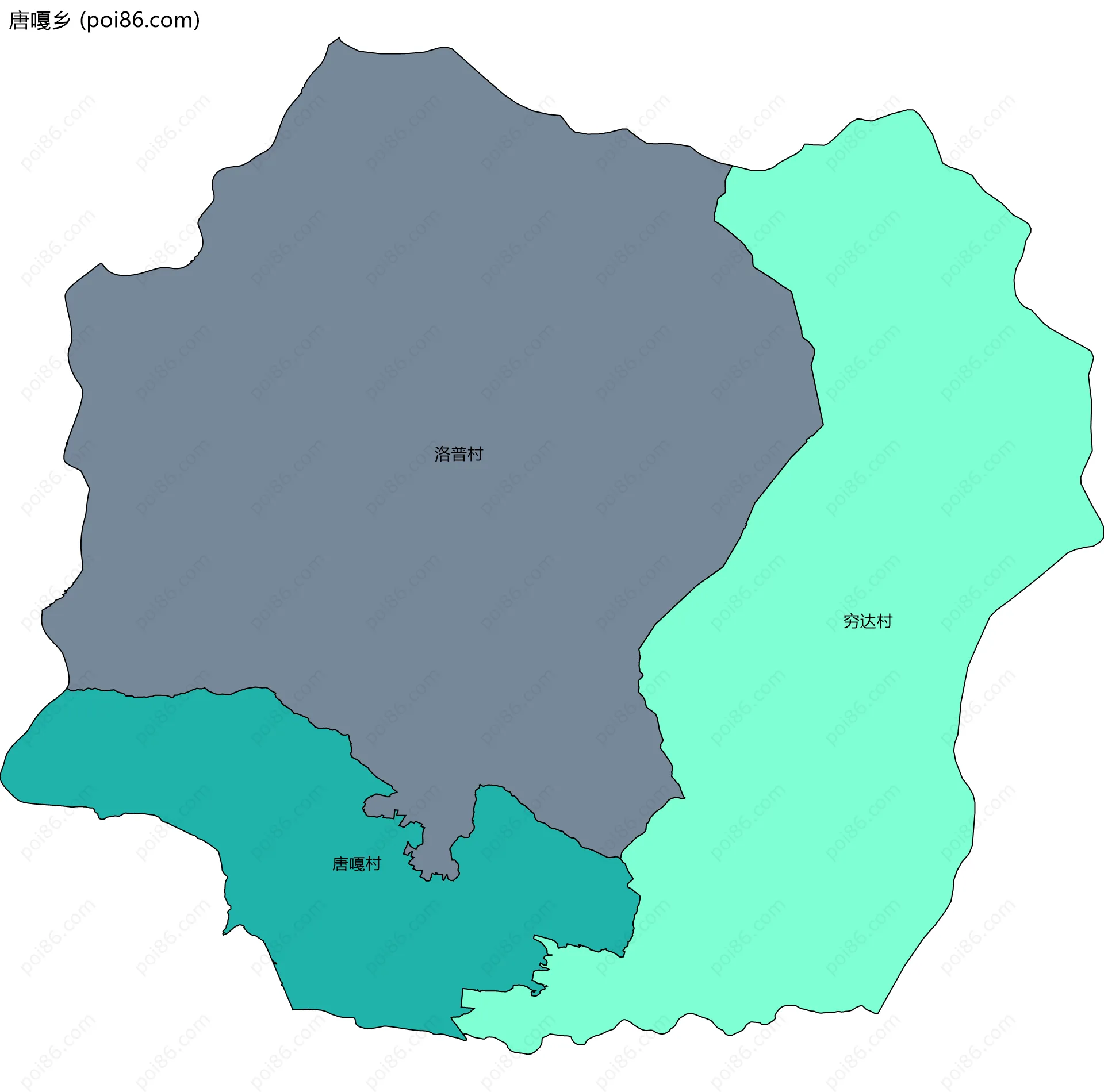 唐嘎乡边界地图(五级行政区划)