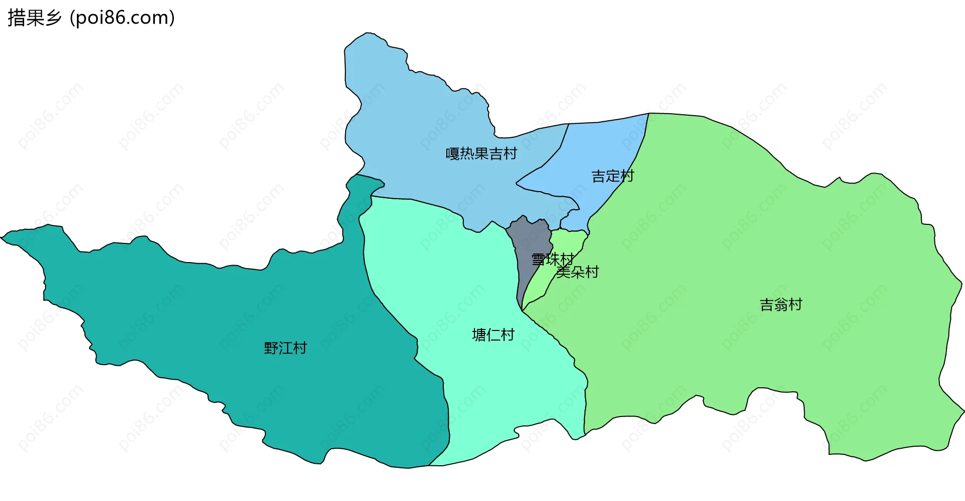 措果乡边界地图(五级行政区划)