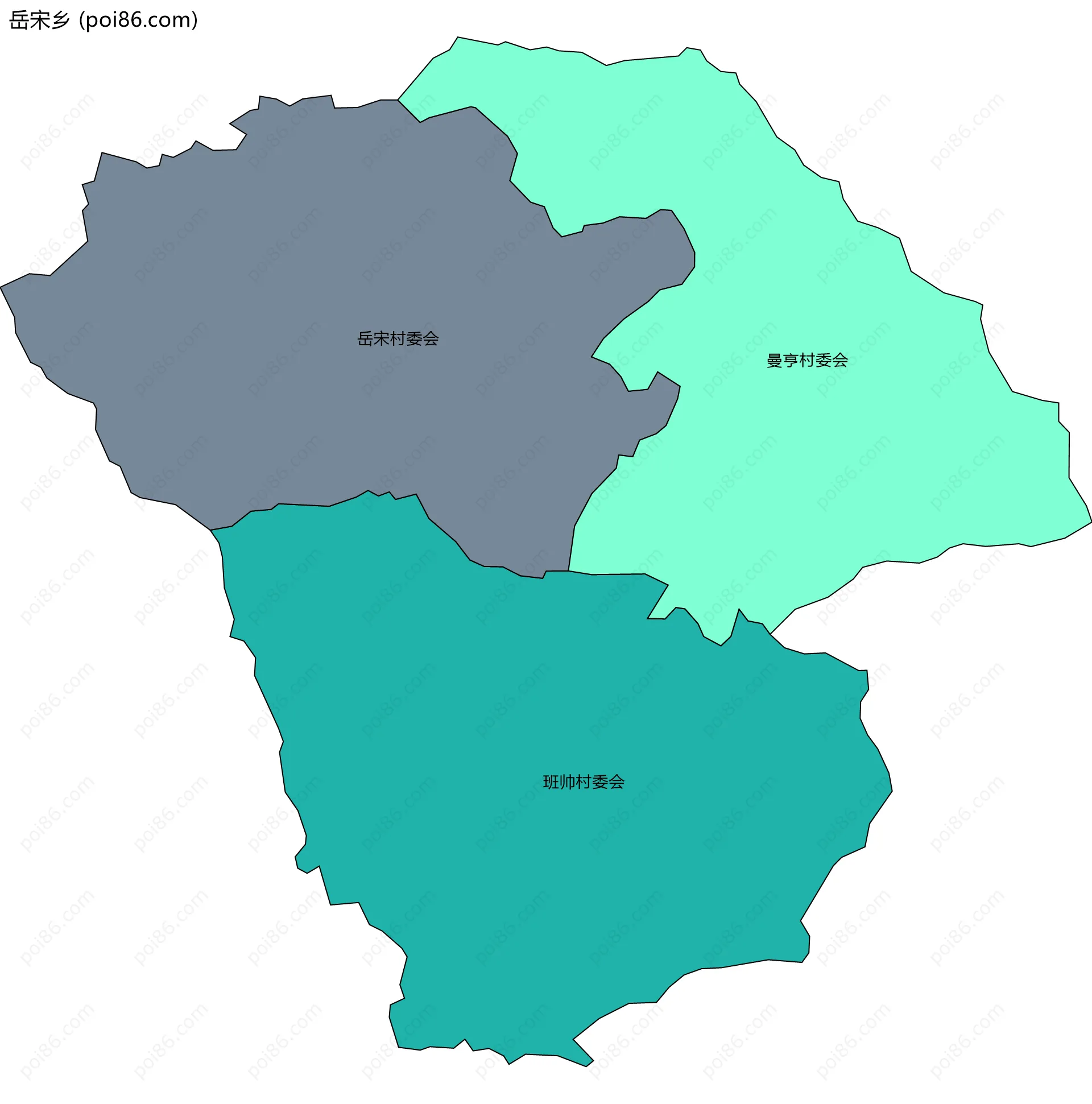 岳宋乡边界地图(五级行政区划)