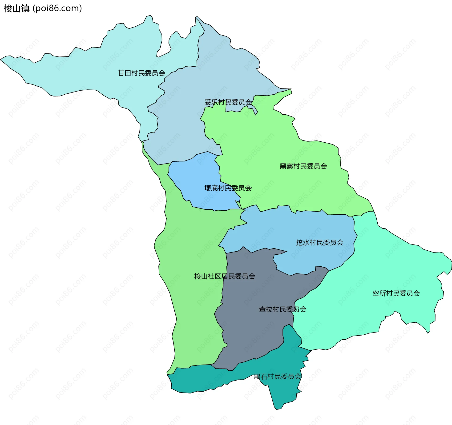 梭山镇边界地图(五级行政区划)