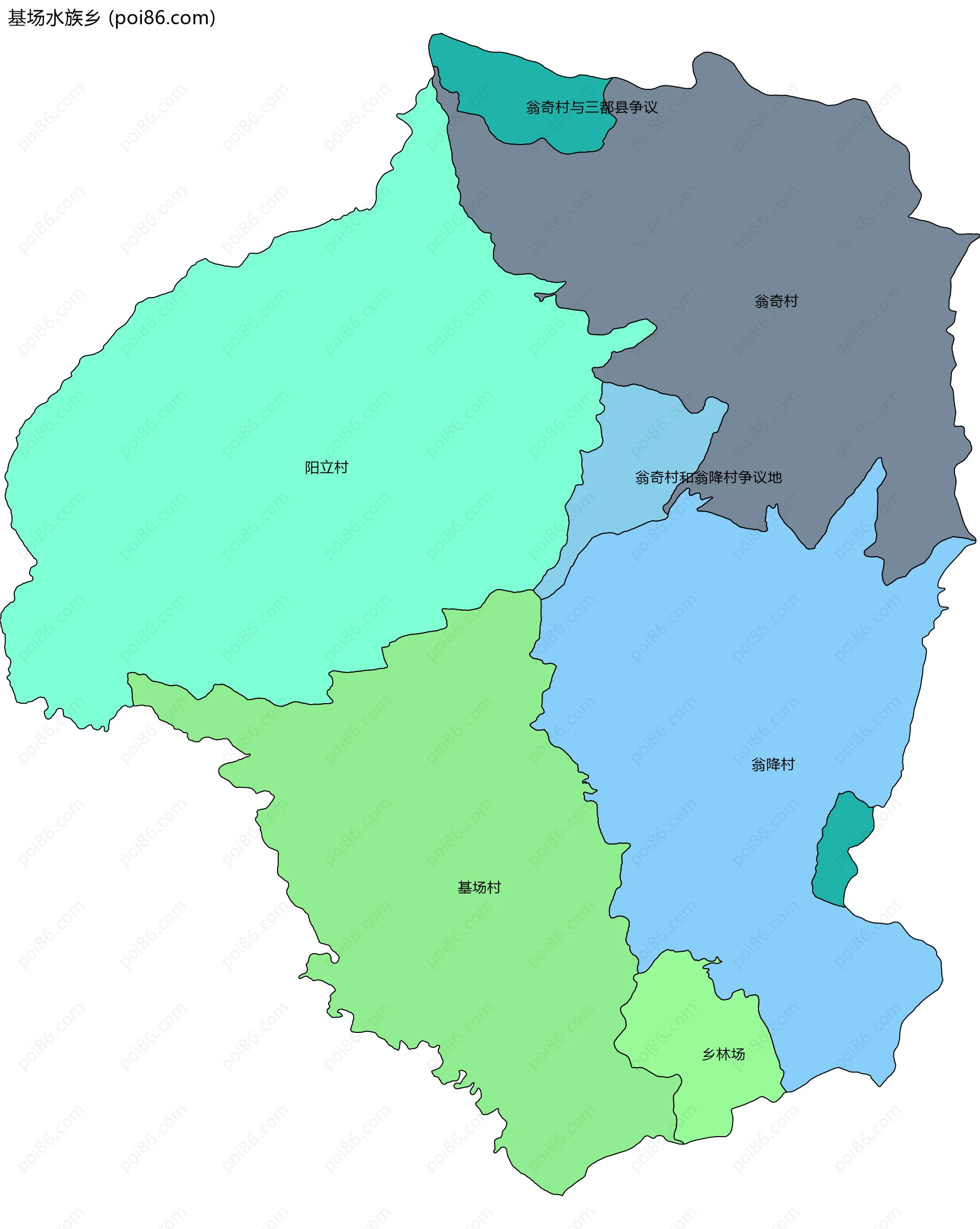 基场水族乡边界地图(五级行政区划)