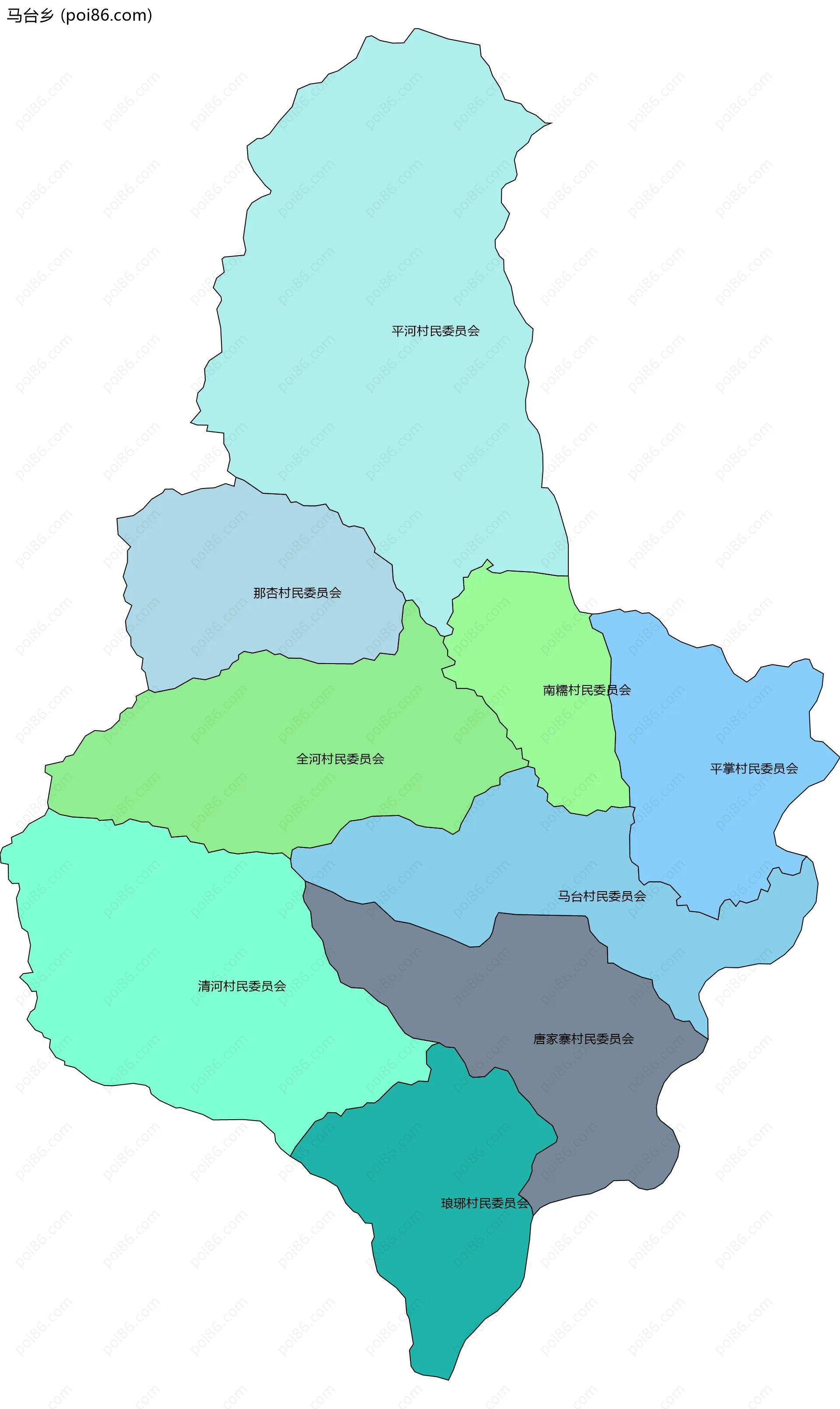 马台乡边界地图(五级行政区划)