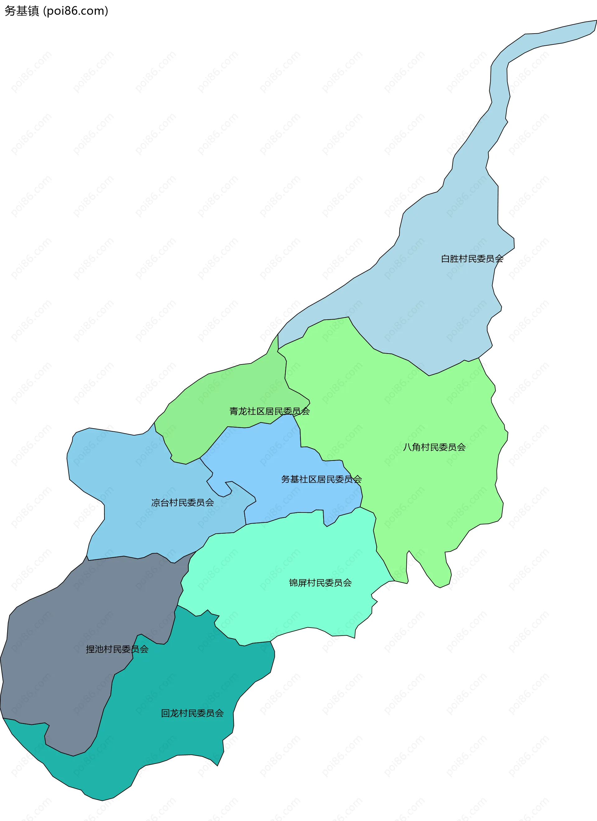 务基镇边界地图(五级行政区划)